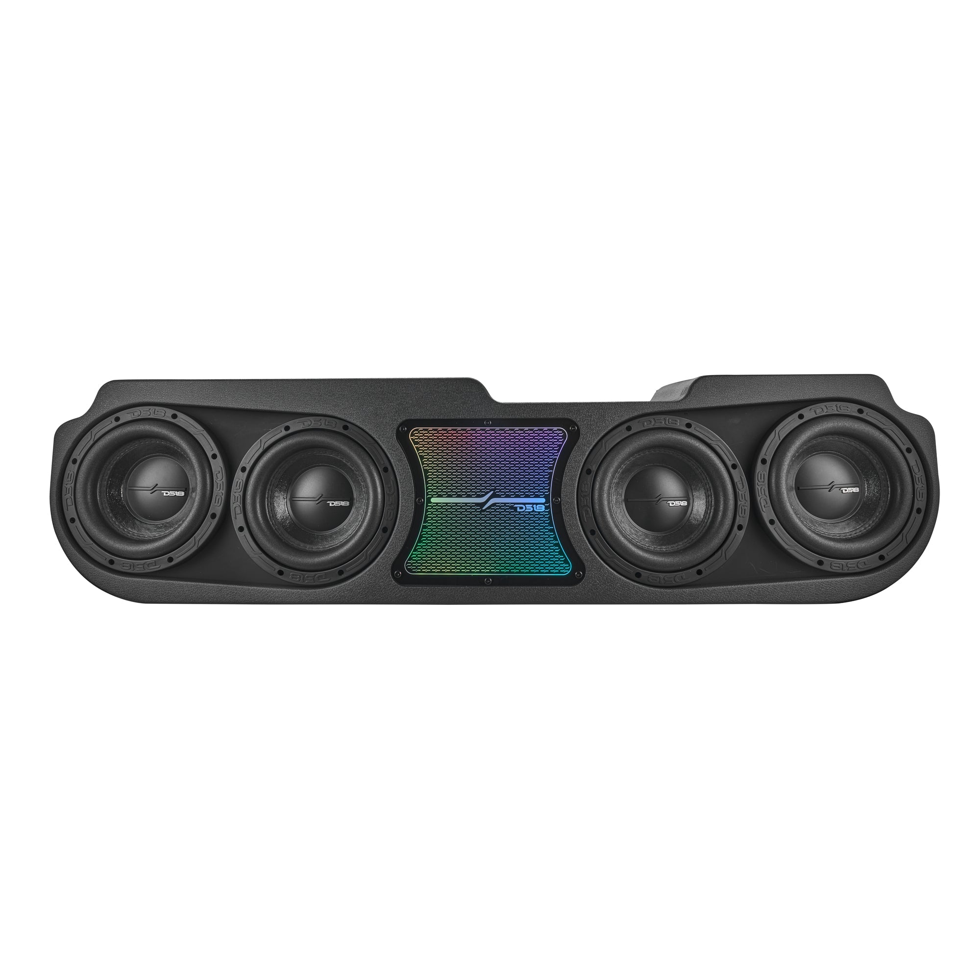 DS18 Jeep JT Gladiator Loaded Under Rear Seat Subwoofer Enclosure with 4 X 8" ZR8.2D, Leather Wrapped and Digital LED Lights | 1800 Watts RMS @ 1-Ohm