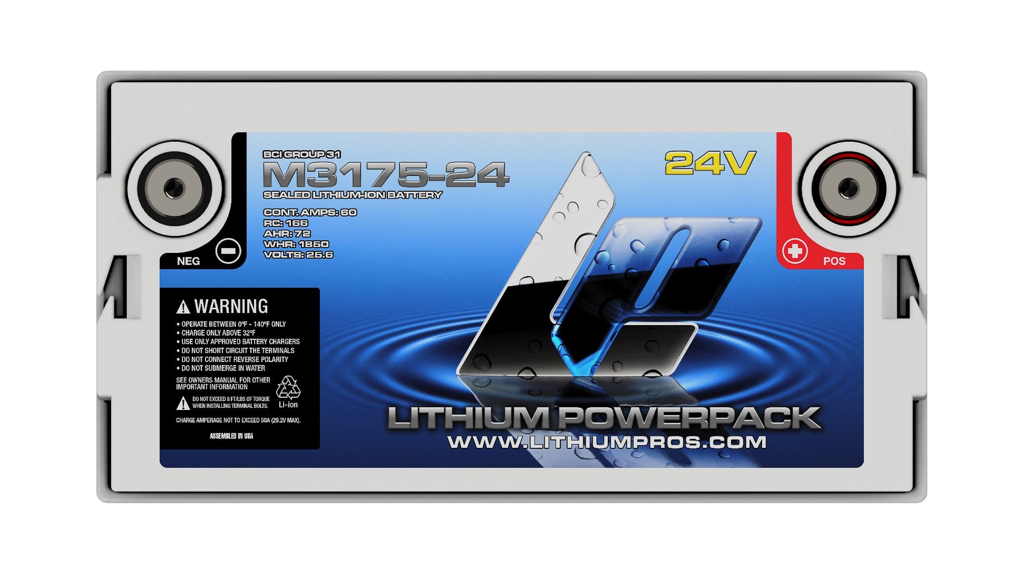 Lithium Pros M3175-24 25.6V 60Ah LiFePO4 Lithium Trolling Motor Battery – JS Ultimate Sounds