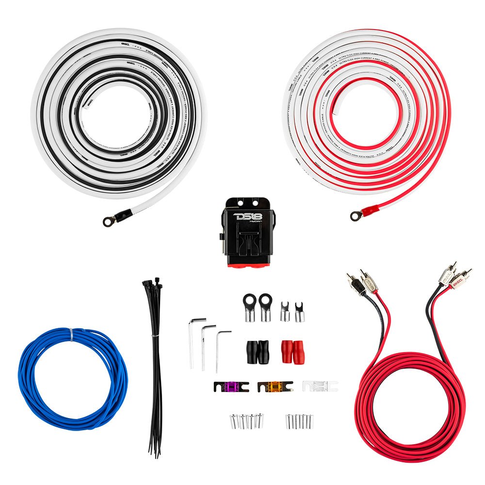 DS18 4-GA Marine Tinned OFC Amplifier Installation Kit - WHITE