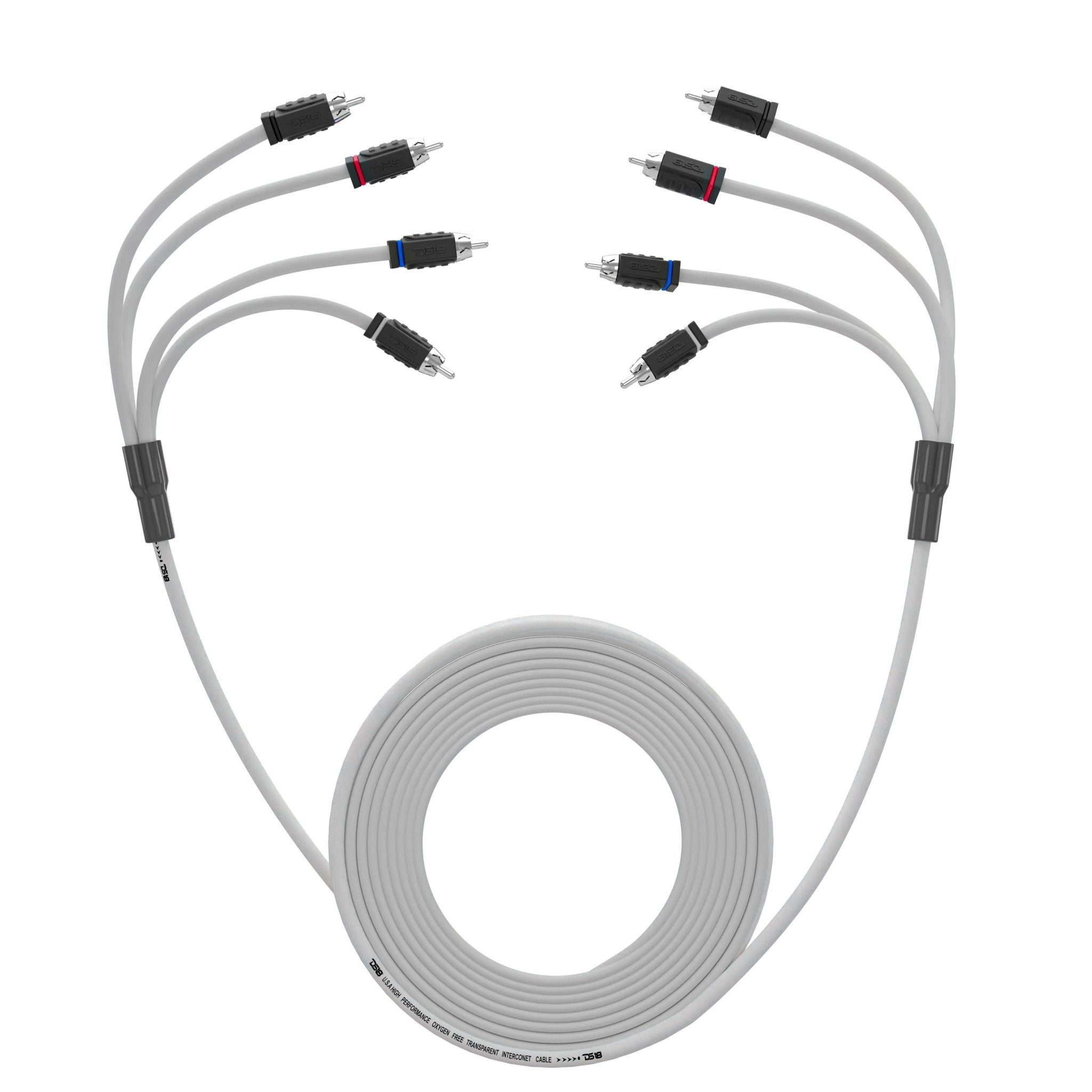 DS18 RCA Marine Grade Tinned 100% Copper OFC 25 Feet / 4 Channel - WHITE