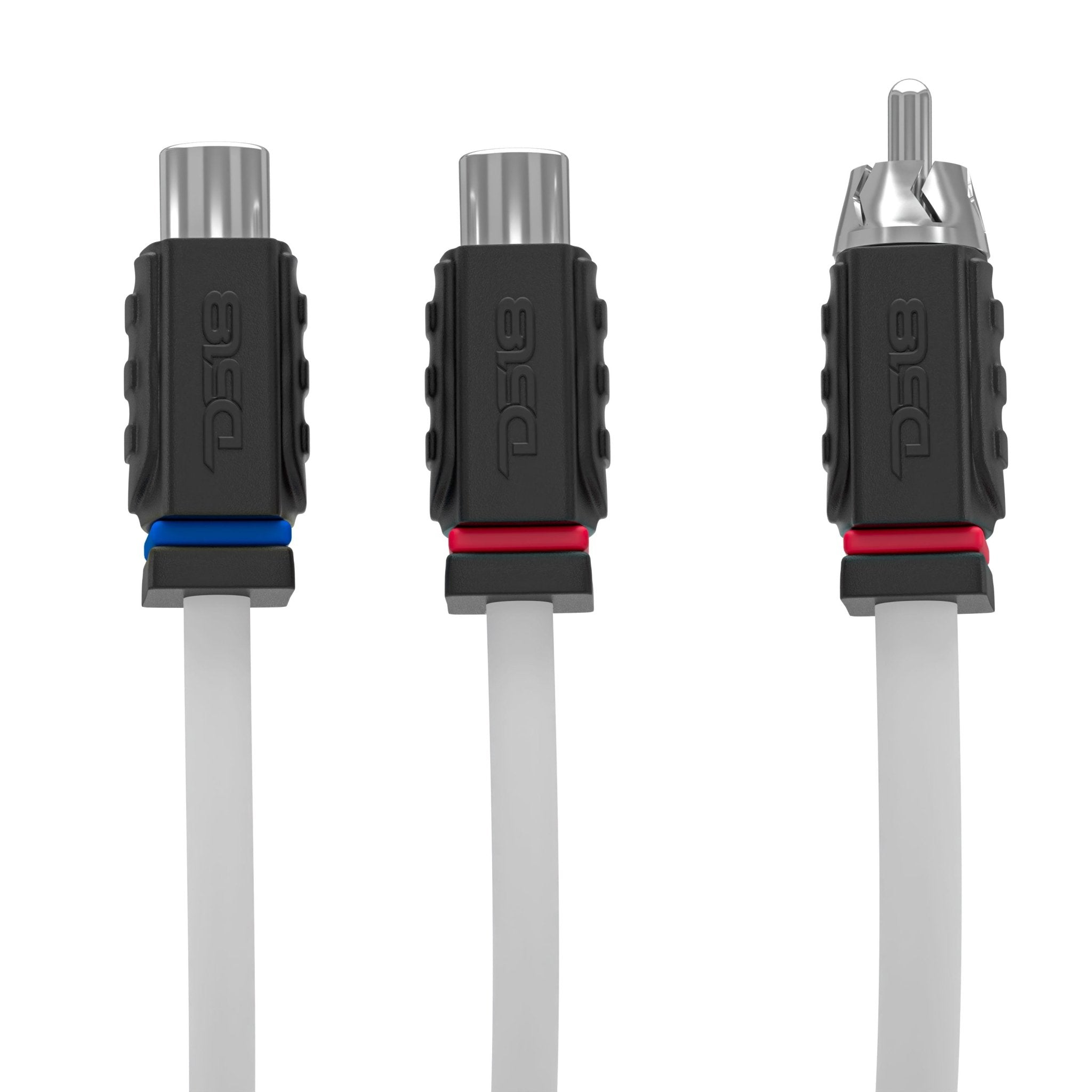 DS18 RCA Marine Grade Tinned 100% Copper OFC Y Connector 2 FEMALE to 1 MALE - WHITE