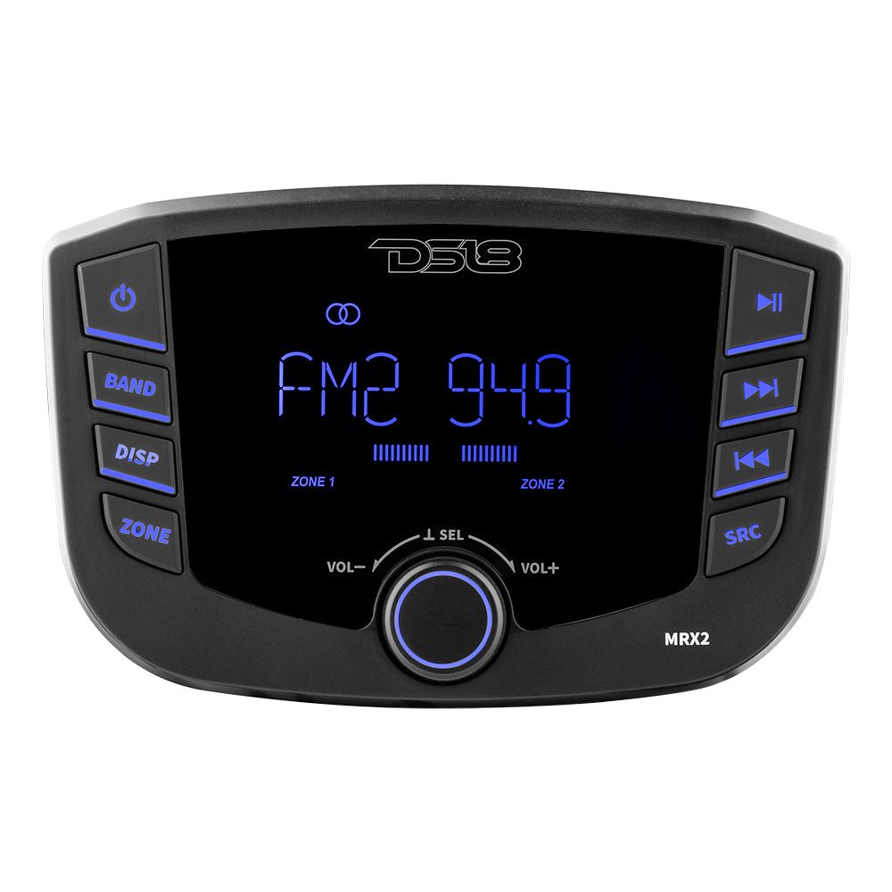 DS18 Marine and Powersports Headunit 3" LCD screen , 2 Zones, 4 volts Output, BT, RDS 4X50 Watts