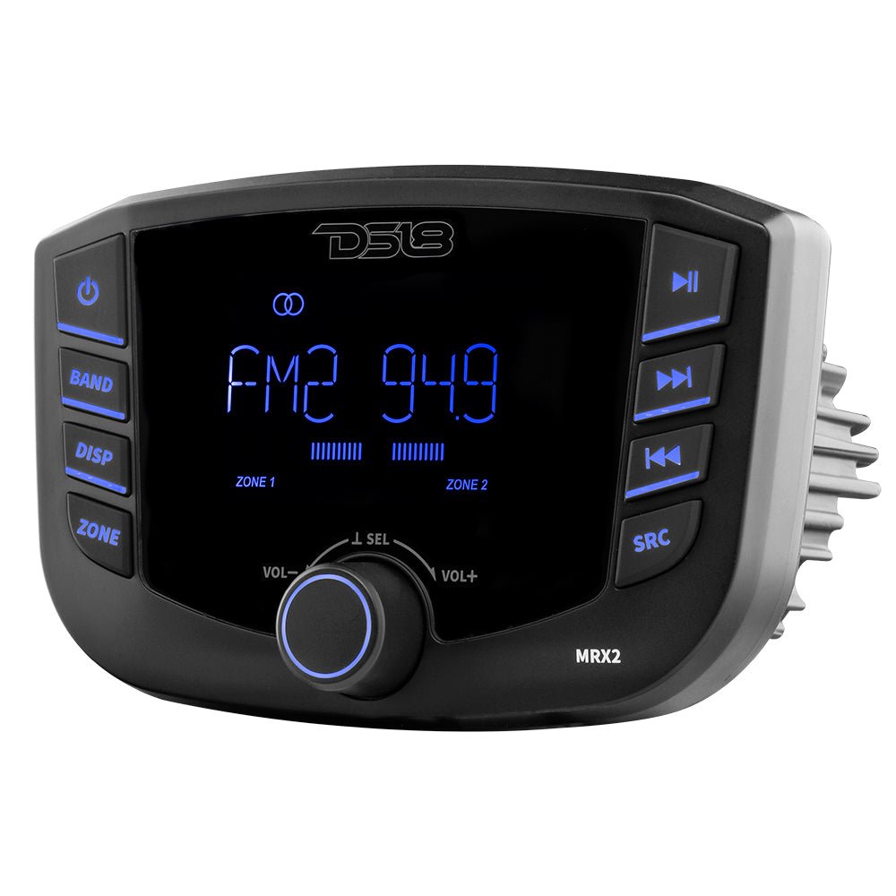 DS18 Marine and Powersports Headunit 3" LCD screen , 2 Zones, 4 volts Output, BT, RDS 4X50 Watts