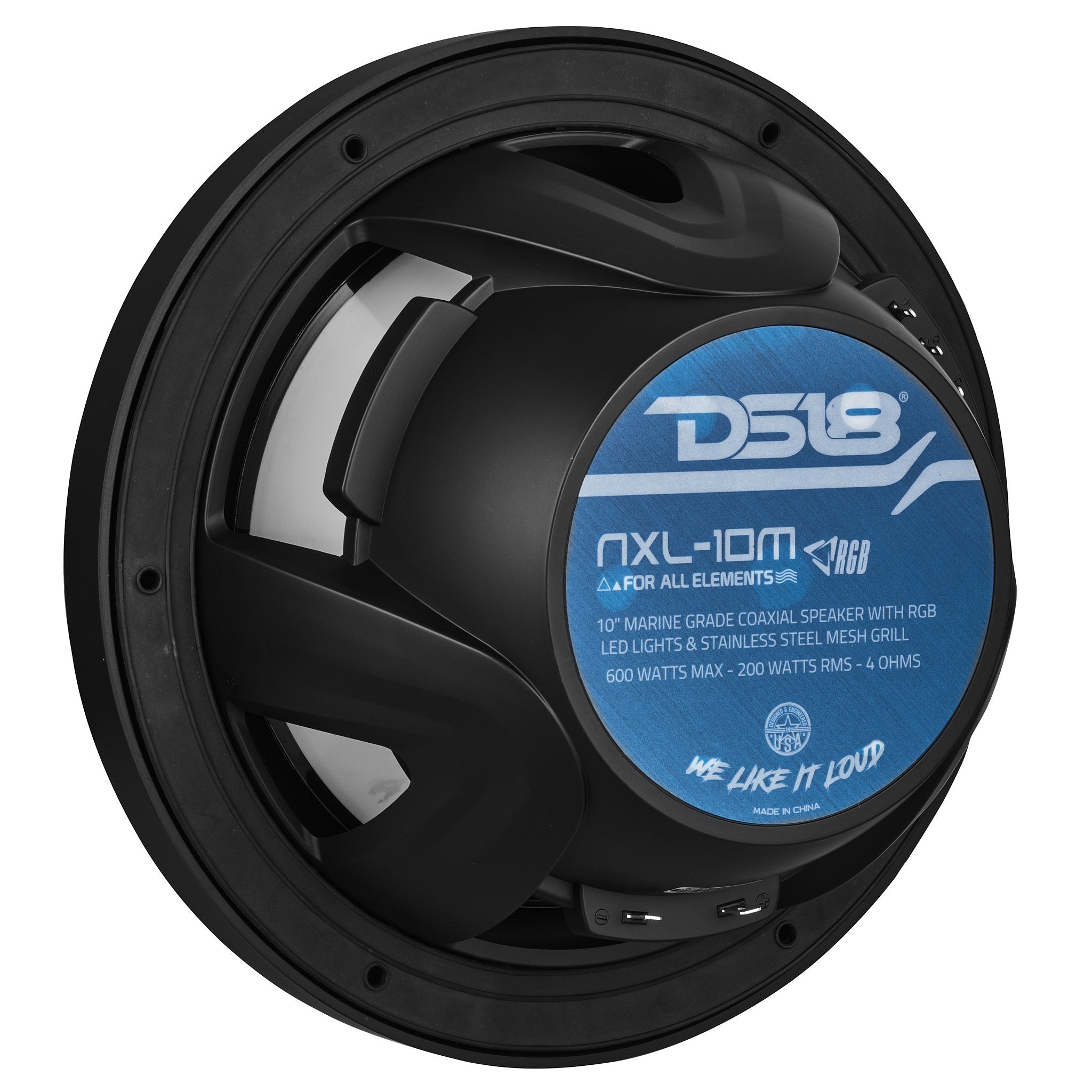 DS18 NXL 10" 2-Way Coaxial Marine Speaker With LED RGB Lights 200 Watts Rms 4-Ohm