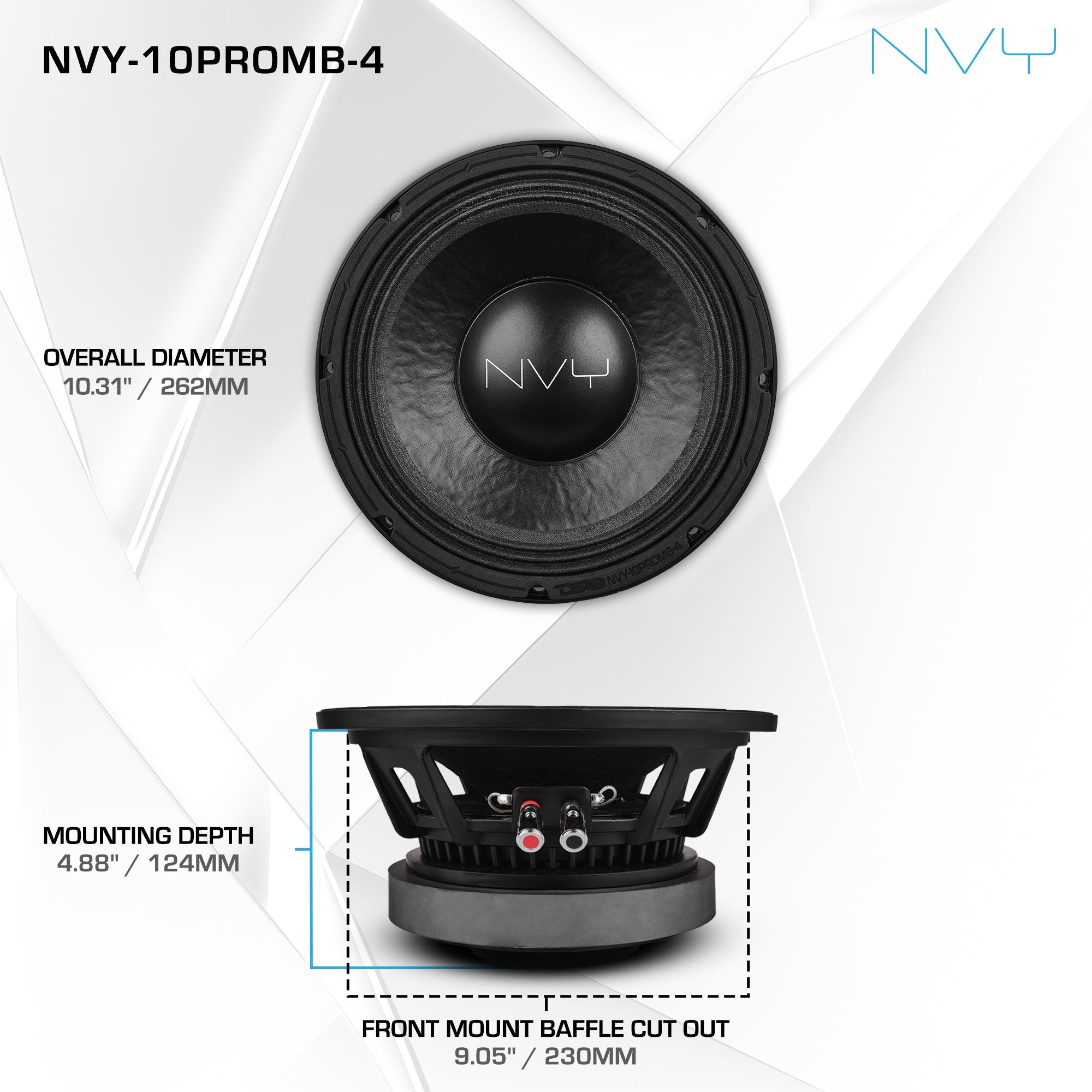 DS18 10" Mid-Bass Woofer With Water Resistant Cone | 500W RMS 4-Ohm