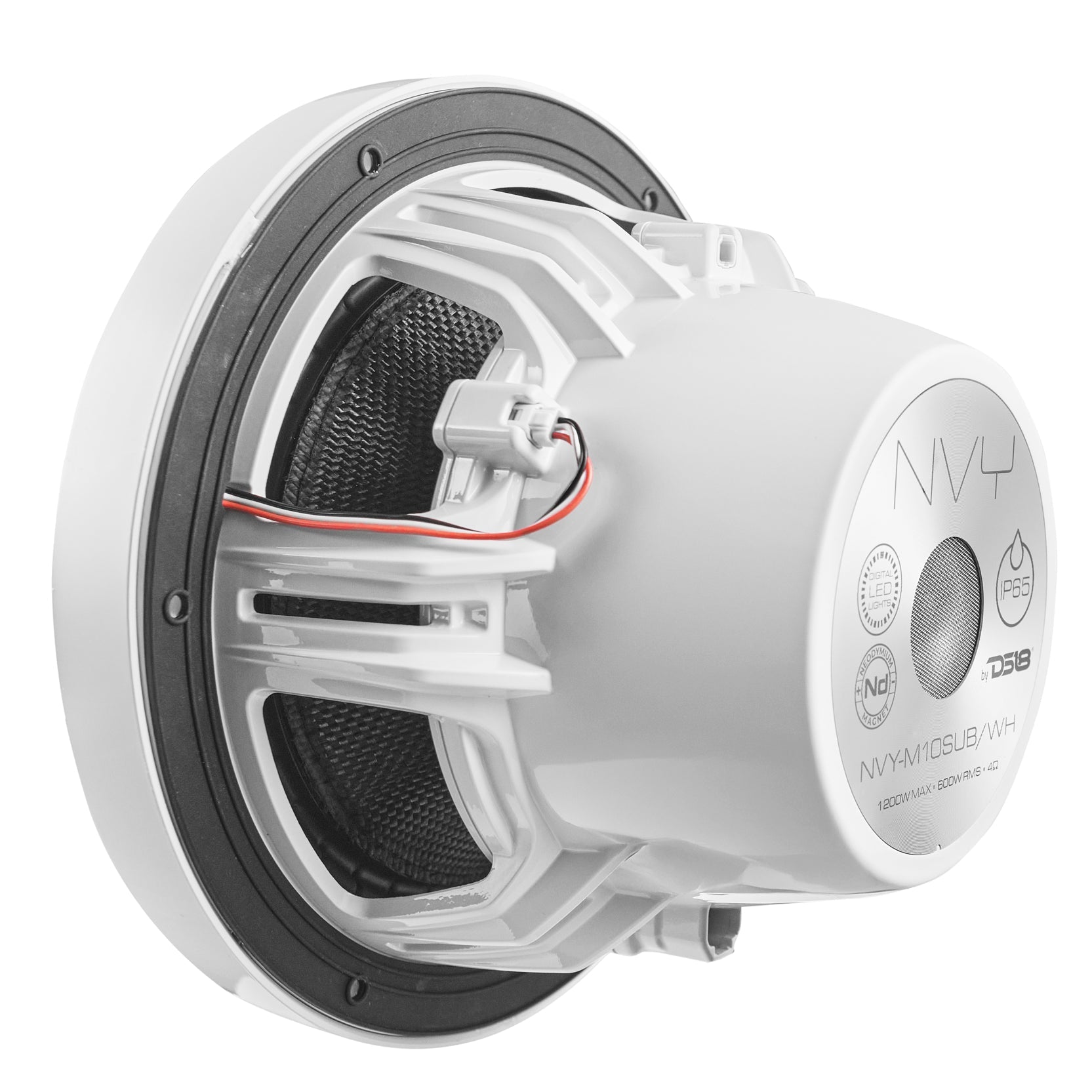 DS18 10” Neodymium Marine & Powersports Subwoofer With Carbon Fiber Cone | 600W RMS 4-Ohm