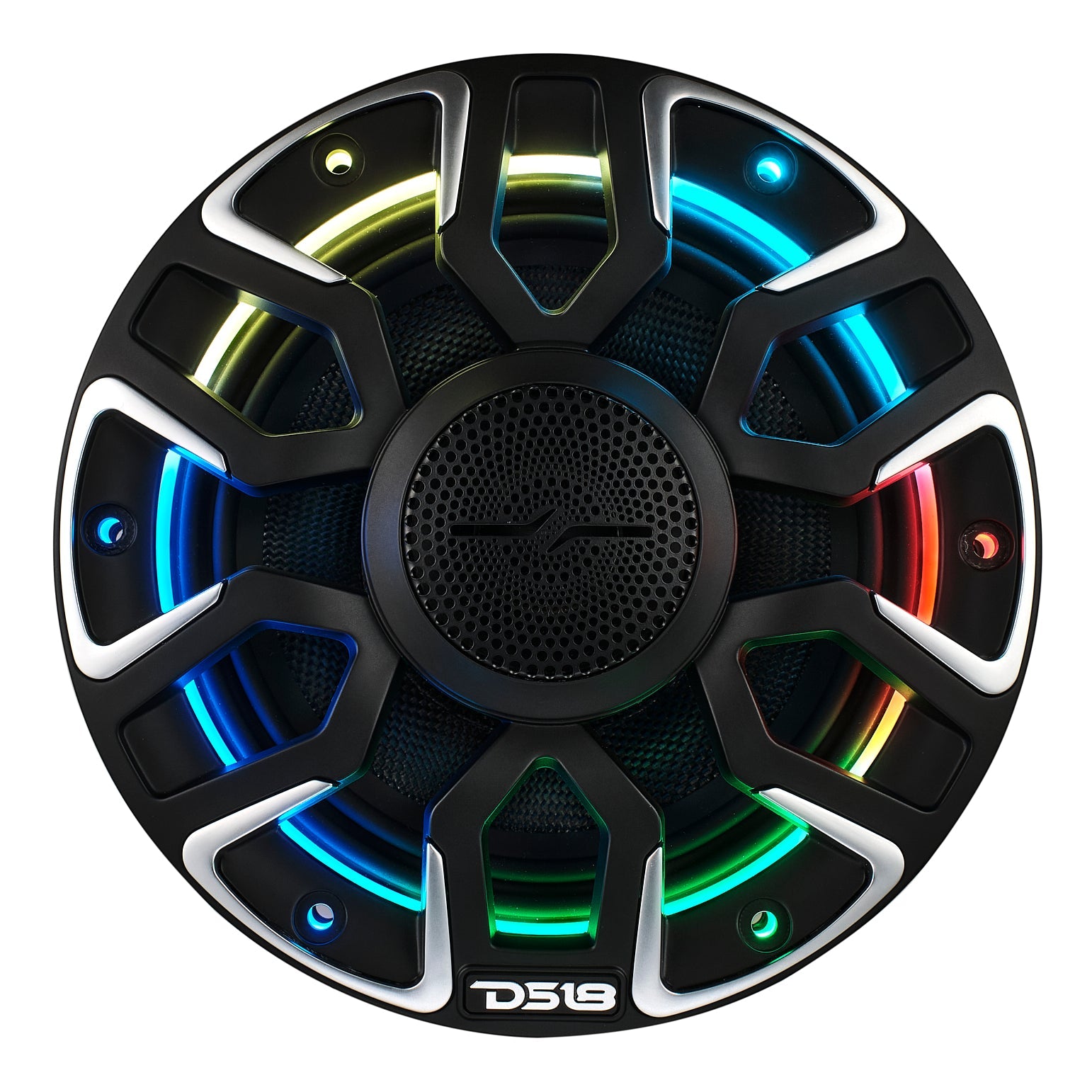 DS18 6.5” Marine Coaxial Speaker With Kevlar Cone, Bullet Tweeter, Neodymium Magnet, and Digital LED Lights | 200W RMS 4-Ohm