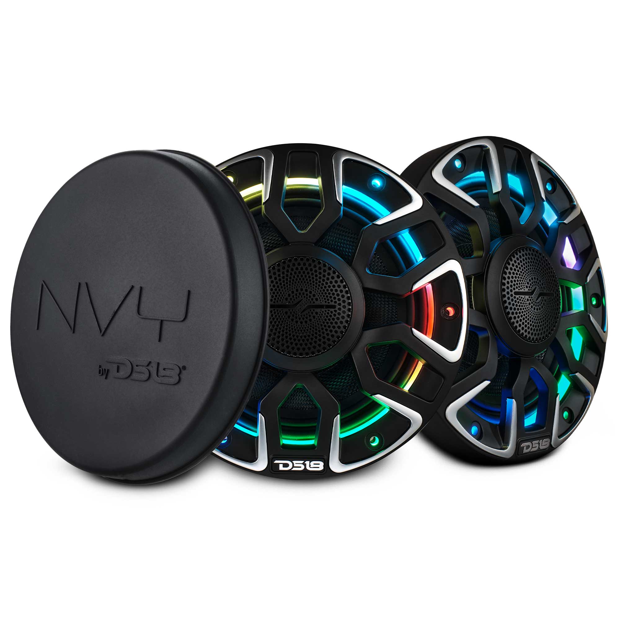 DS18 6.5” Marine Coaxial Speaker With Kevlar Cone, Bullet Tweeter, Neodymium Magnet, and Digital LED Lights | 200W RMS 4-Ohm