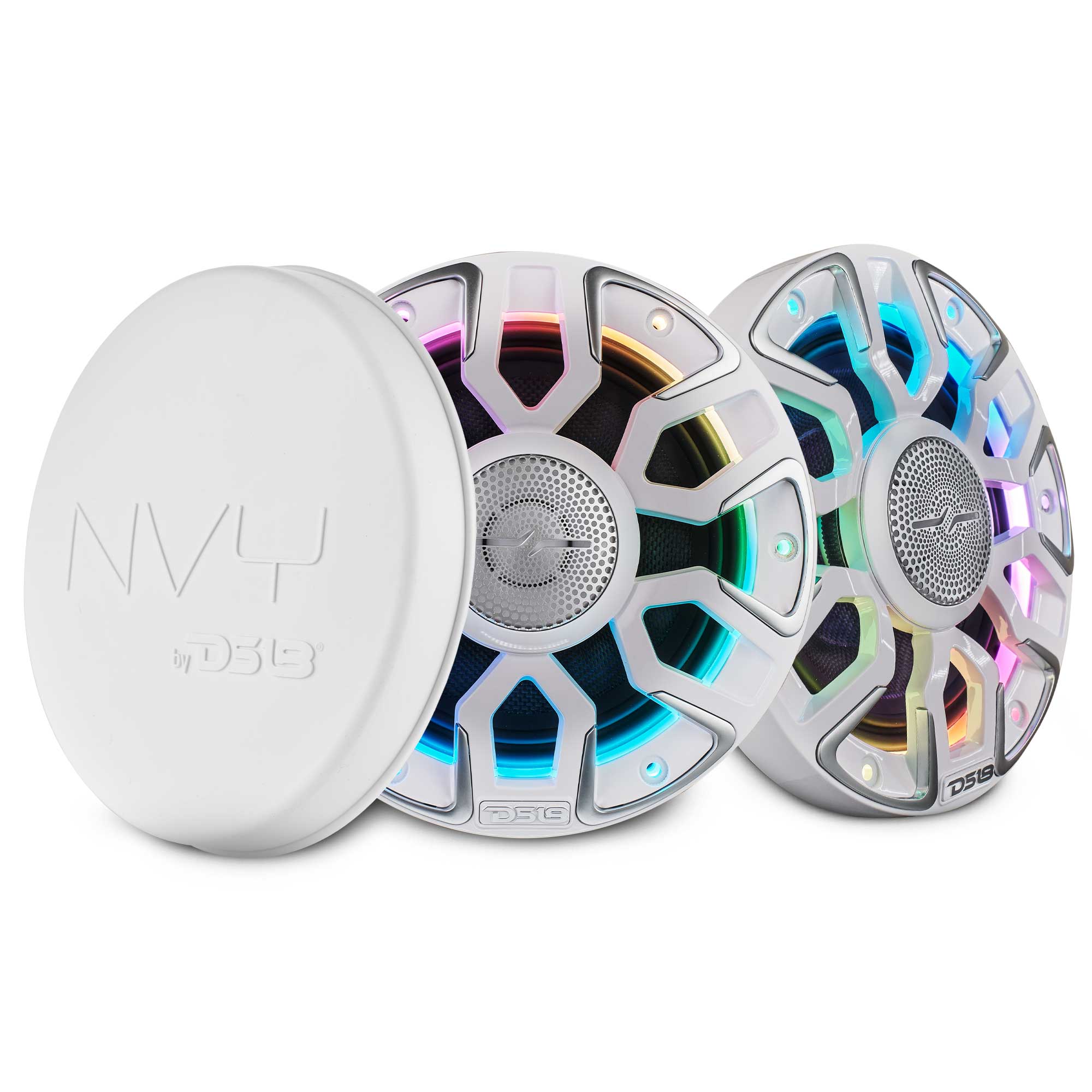 DS18 6.5” Marine Coaxial Speaker With Kevlar Cone, Bullet Tweeter, Neodymium Magnet, and Digital LED Lights | 200W RMS 4-Ohm