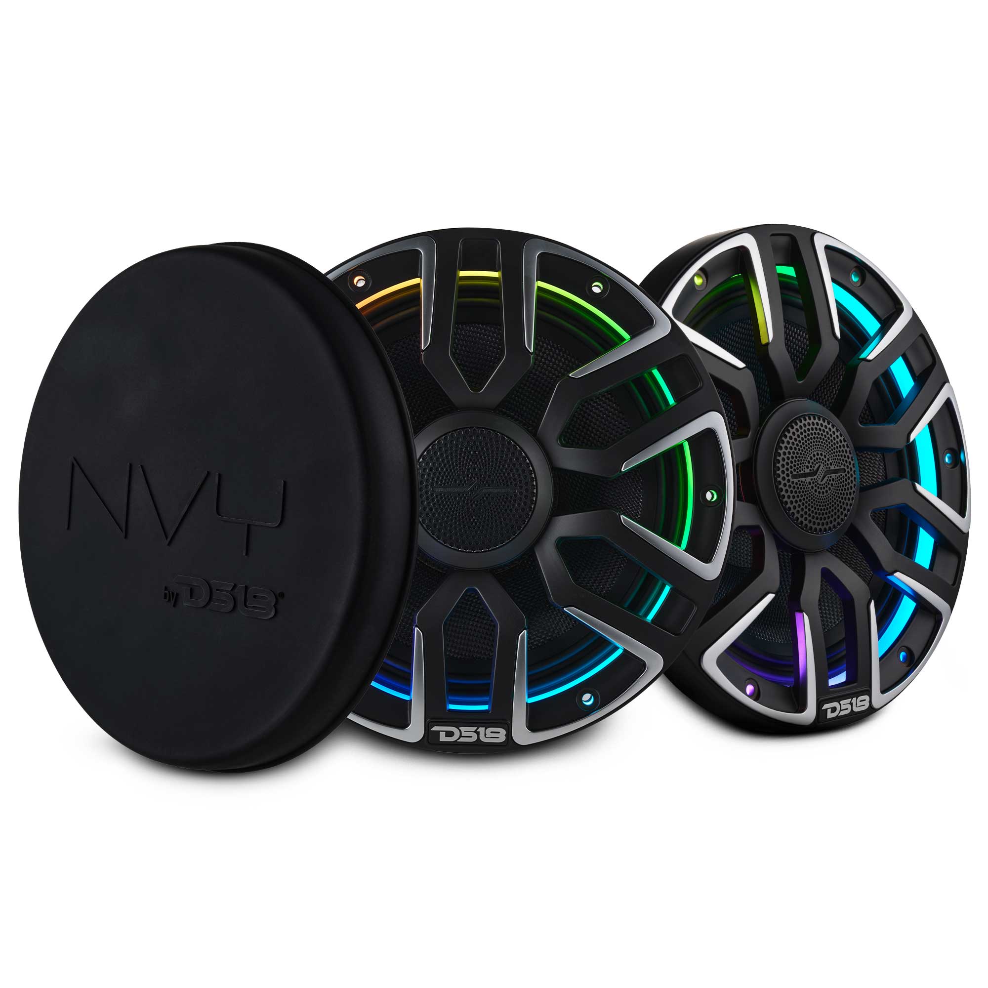 DS18 8” Marine Coaxial Speaker With Kevlar Cone, Bullet Tweeter, Neodymium Magnet, and Digital LED Lights | 200W RMS 4-Ohm