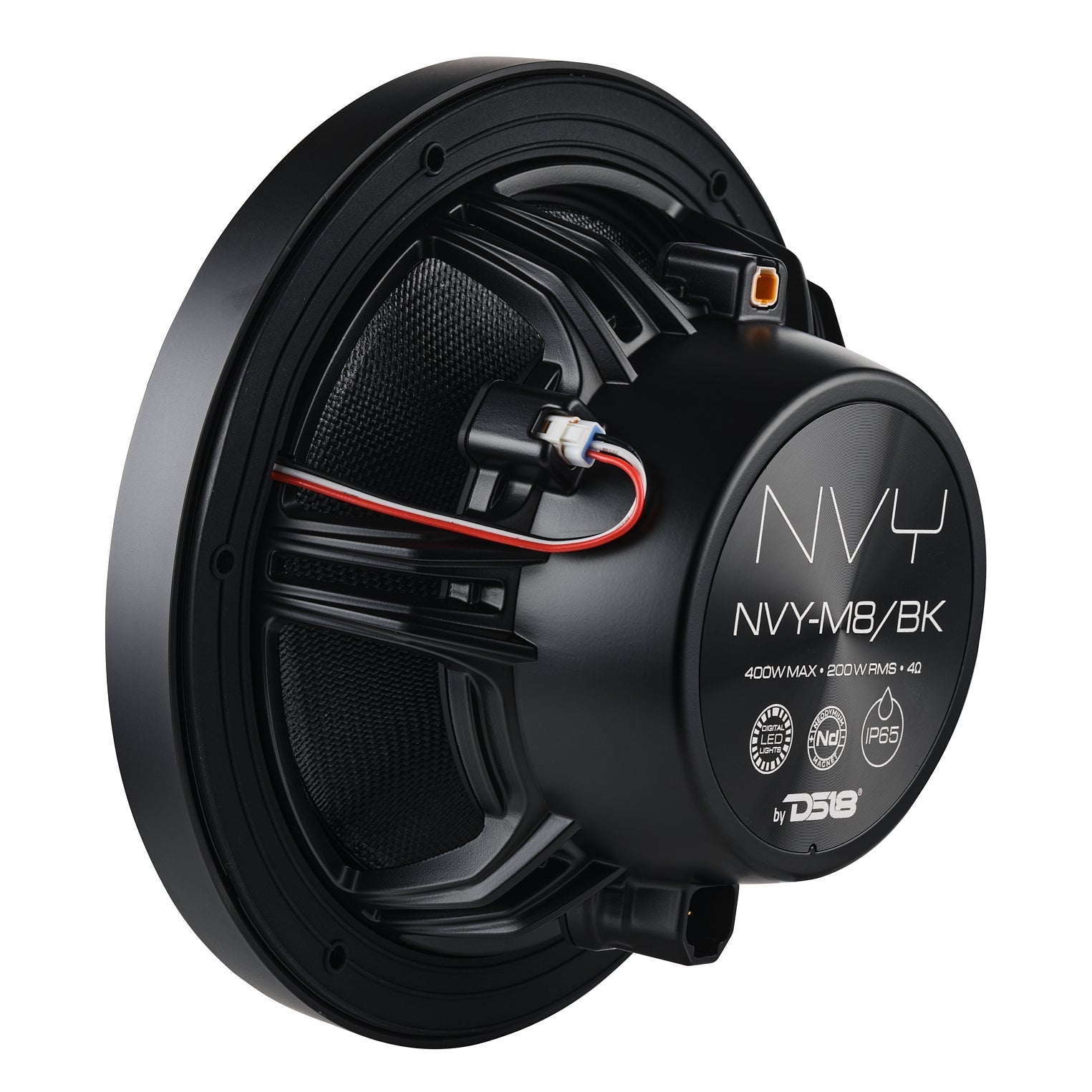 DS18 8” Marine Coaxial Speaker With Kevlar Cone, Bullet Tweeter, Neodymium Magnet, and Digital LED Lights | 200W RMS 4-Ohm