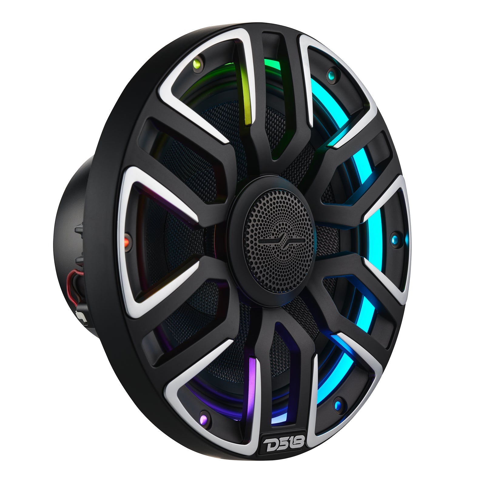 DS18 8” Marine Coaxial Speaker With Kevlar Cone, Bullet Tweeter, Neodymium Magnet, and Digital LED Lights | 200W RMS 4-Ohm