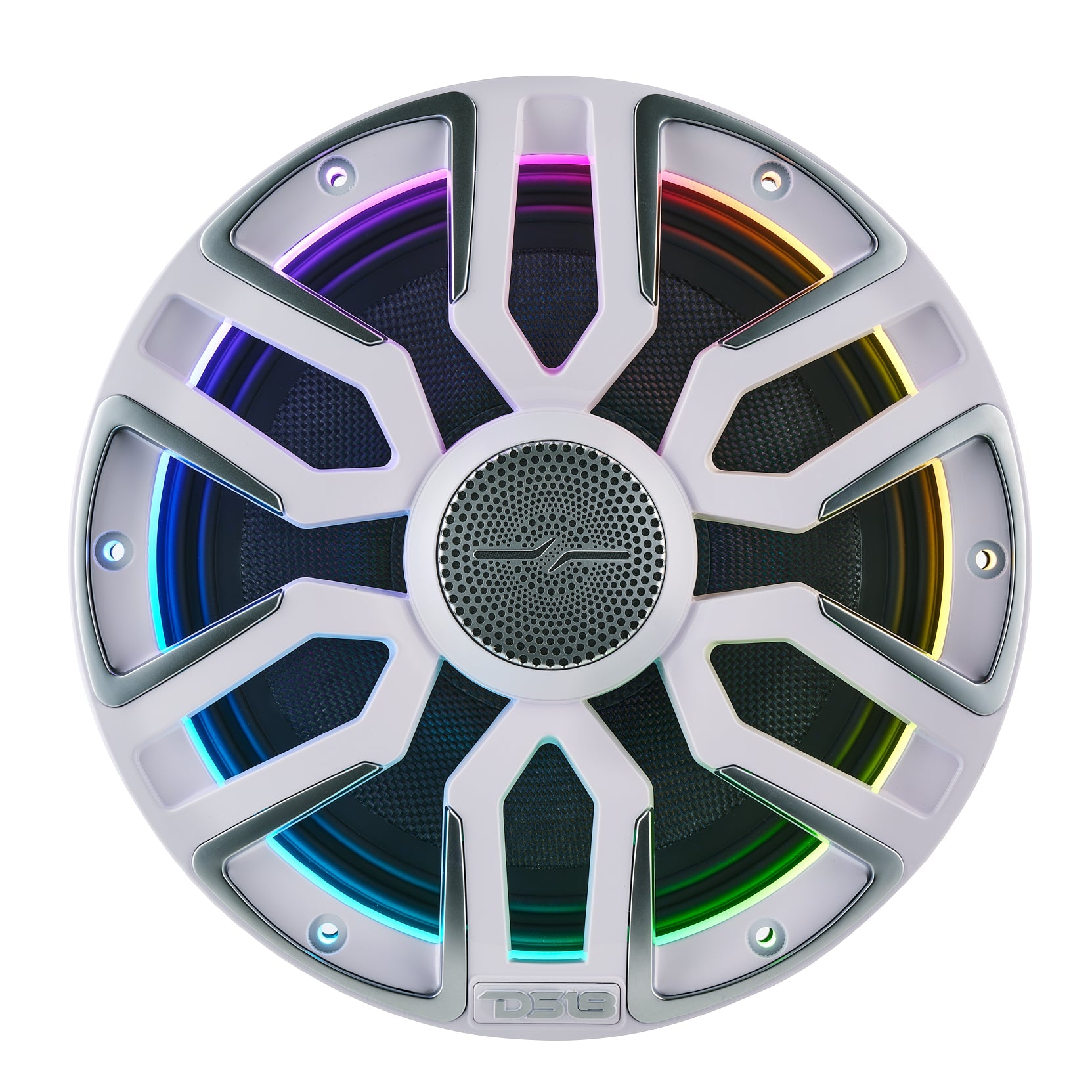 DS18 8” Marine Coaxial Speaker With Kevlar Cone, Bullet Tweeter, Neodymium Magnet, and Digital LED Lights | 200W RMS 4-Ohm