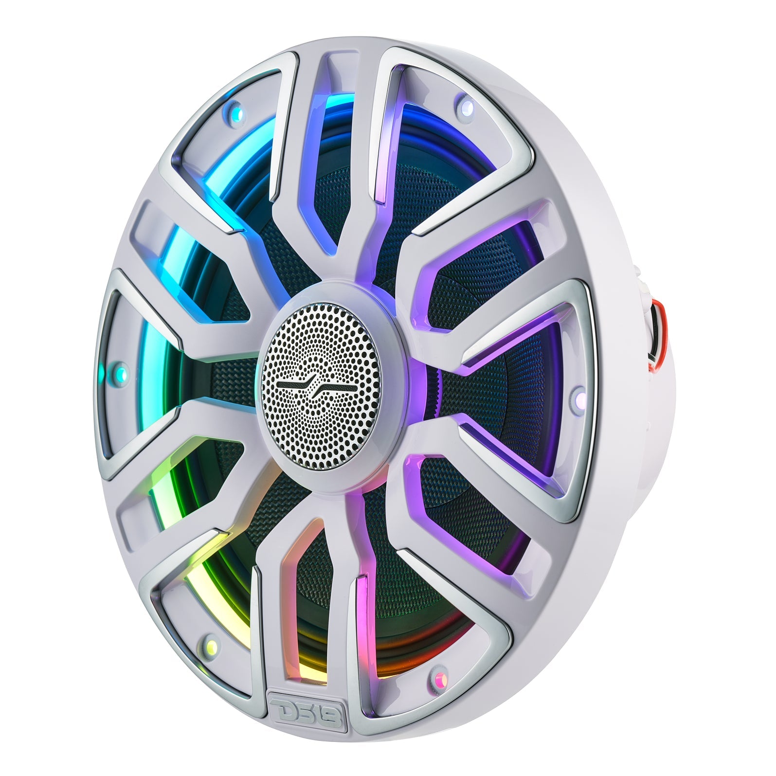 DS18 8” Marine Coaxial Speaker With Kevlar Cone, Bullet Tweeter, Neodymium Magnet, and Digital LED Lights | 200W RMS 4-Ohm