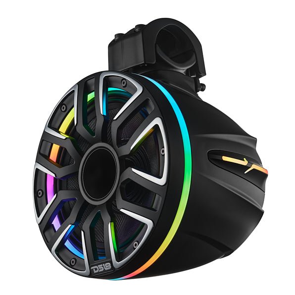 DS18 8” Marine Short Tower Speaker With Neodymium Magnet, Kevlar Cone, Compression Driver And Digital LED Lights | 200W RMS 4-Ohm