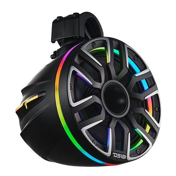 DS18 8” Marine Short Tower Speaker With Neodymium Magnet, Kevlar Cone, Compression Driver And Digital LED Lights | 200W RMS 4-Ohm