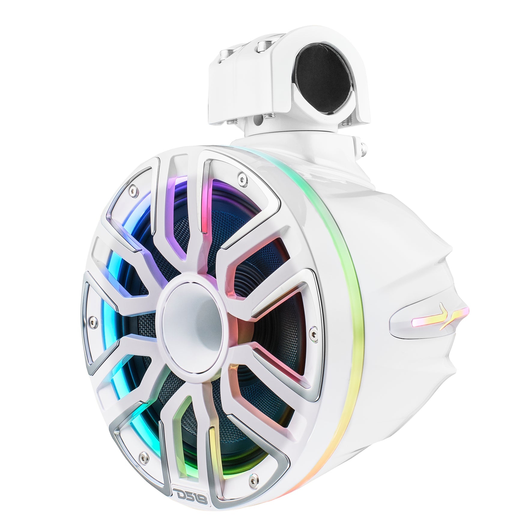 DS18 8” Marine Short Tower Speaker With Neodymium Magnet, Kevlar Cone, Compression Driver And Digital LED Lights | 200W RMS 4-Ohm