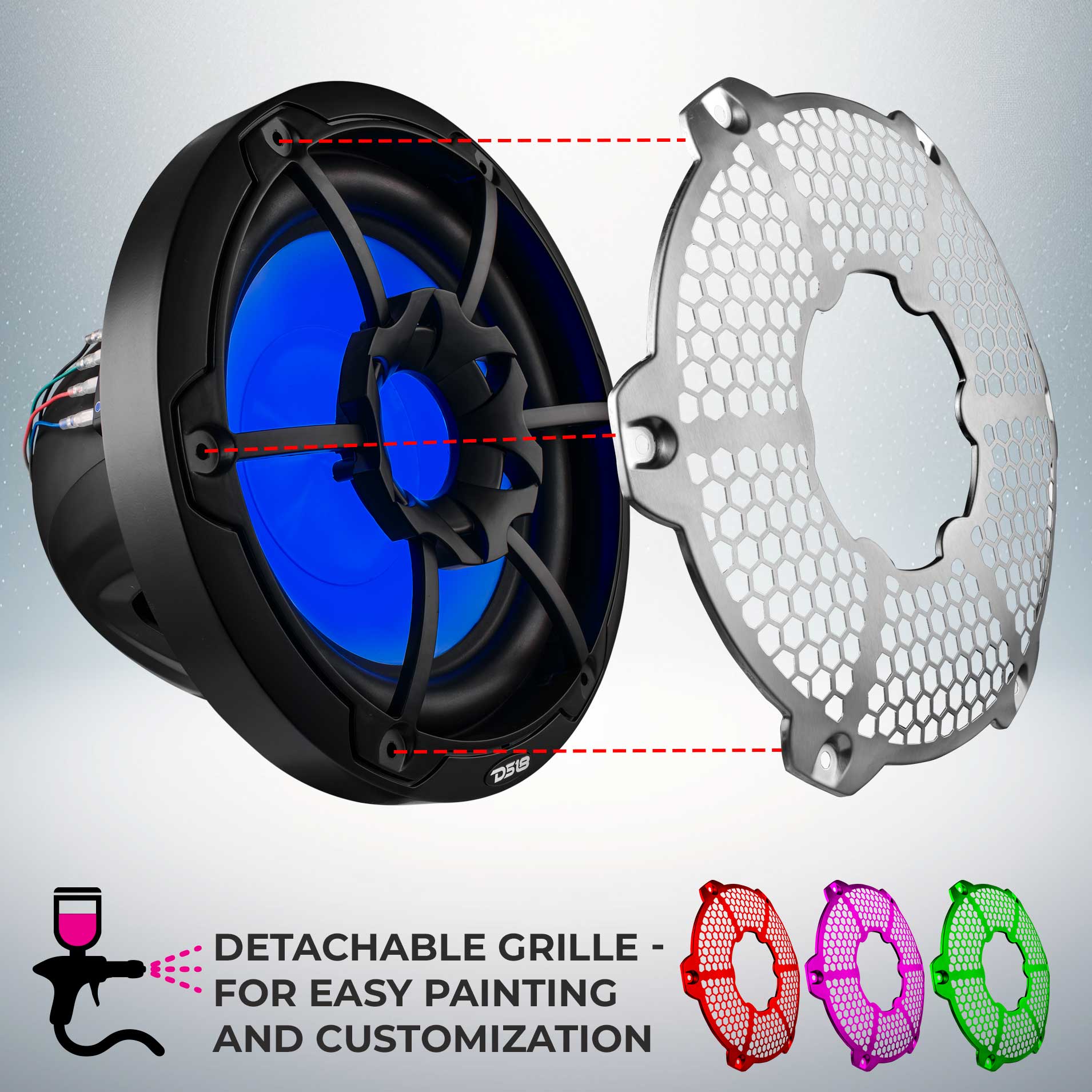 DS18 NXL 10" Marine Subwoofer with LED RGB Lights 300 Watts Rms SVC 4-Ohm