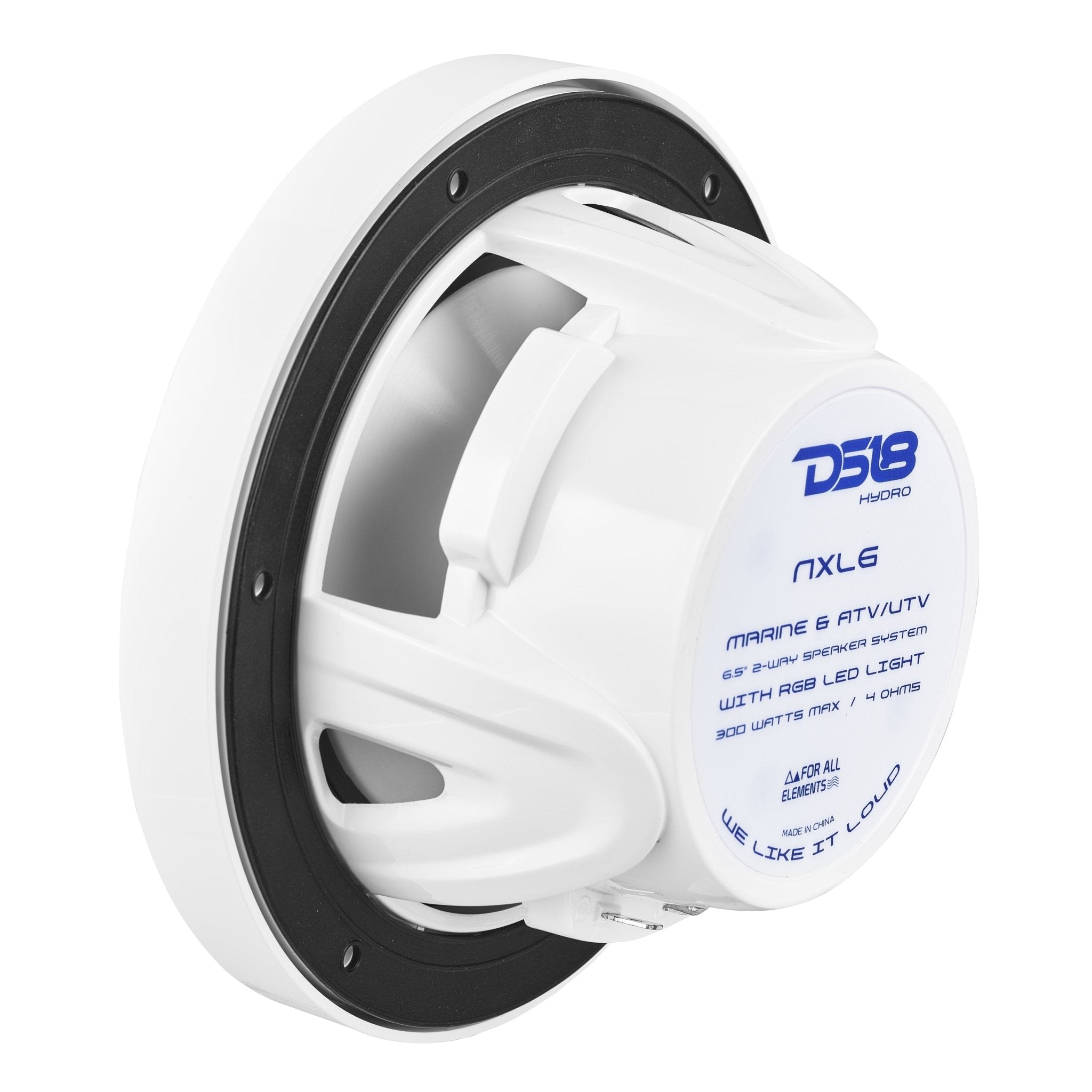 DS18 NXL 6.5" 2-Way Coaxial Marine Speaker with LED RGB Lights | 100W RMS 4-Ohm