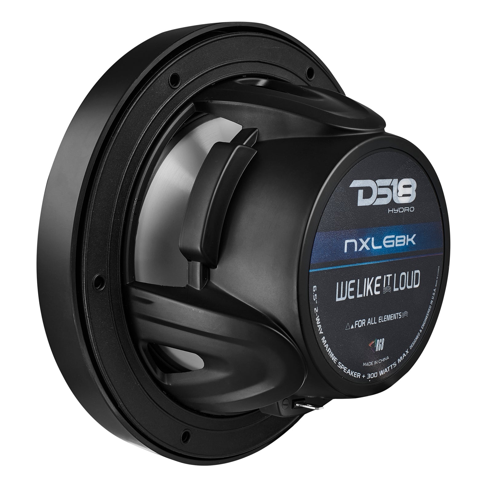 DS18 NXL 6.5" 2-Way Coaxial Marine Speaker with LED RGB Lights | 100W RMS 4-Ohm