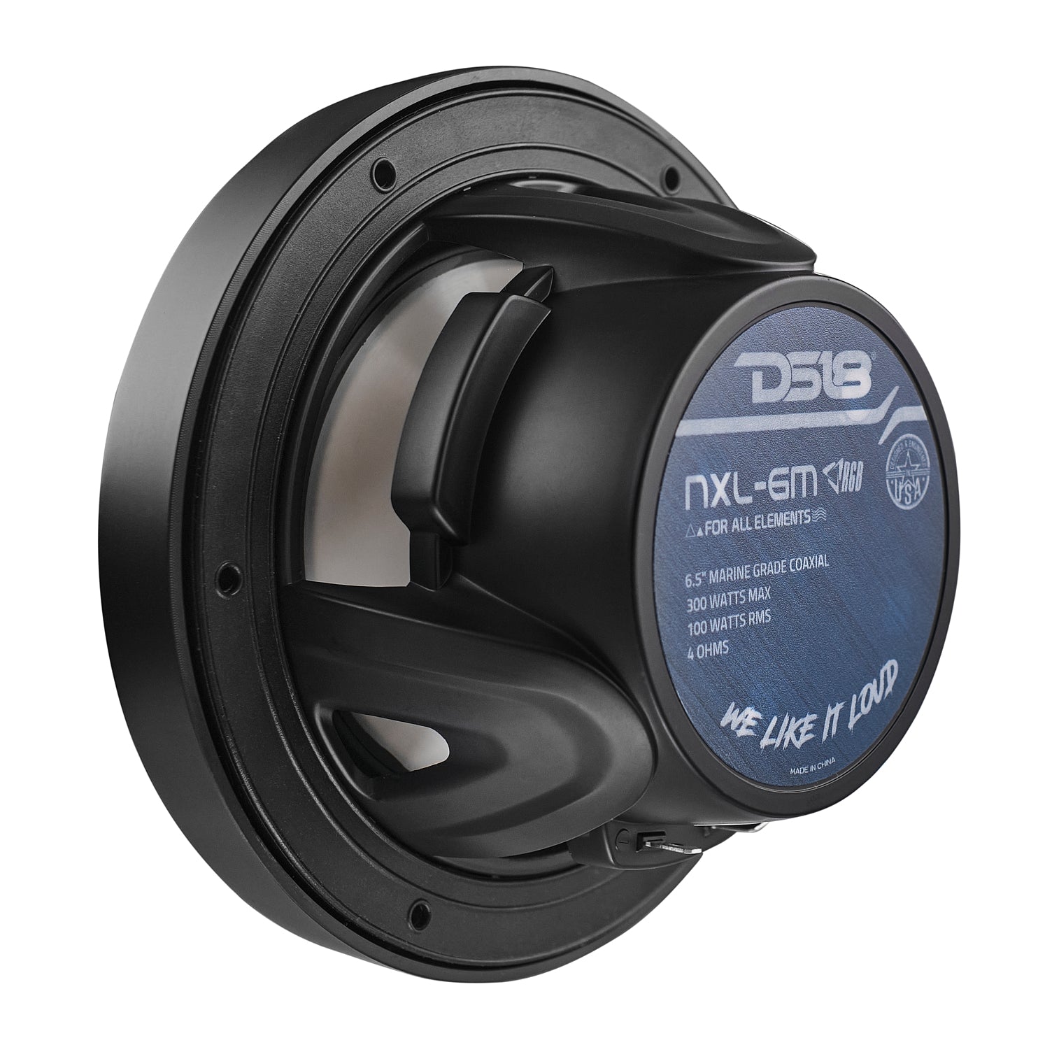 DS18 NXL 6.5" 2-Way Coaxial Marine Speaker with RGB LED Lights 100 Watts Rms 4-Ohm