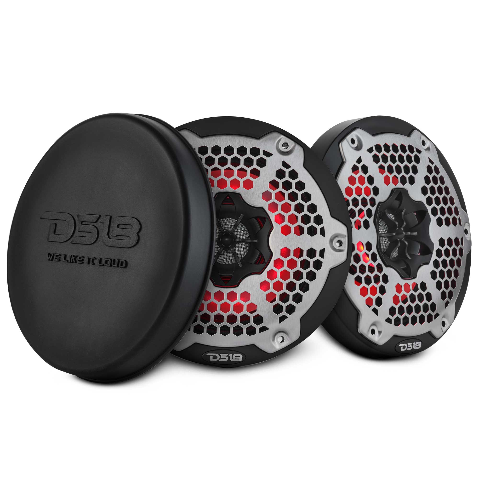 DS18 6.5” Marine 2-Way Hybrid Speaker with RGB LED, Compression Driver and Neodymium Magnet | 250W RMS 4-Ohm