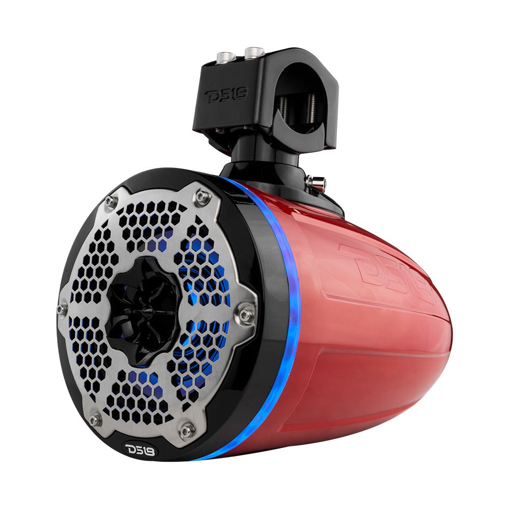 DS18 NXL 6.5" Neodymium Marine and Powersports Towers with Built-in Passive Radiator, 1" Driver and LED RGB Lights 150 Watts Rms -Red