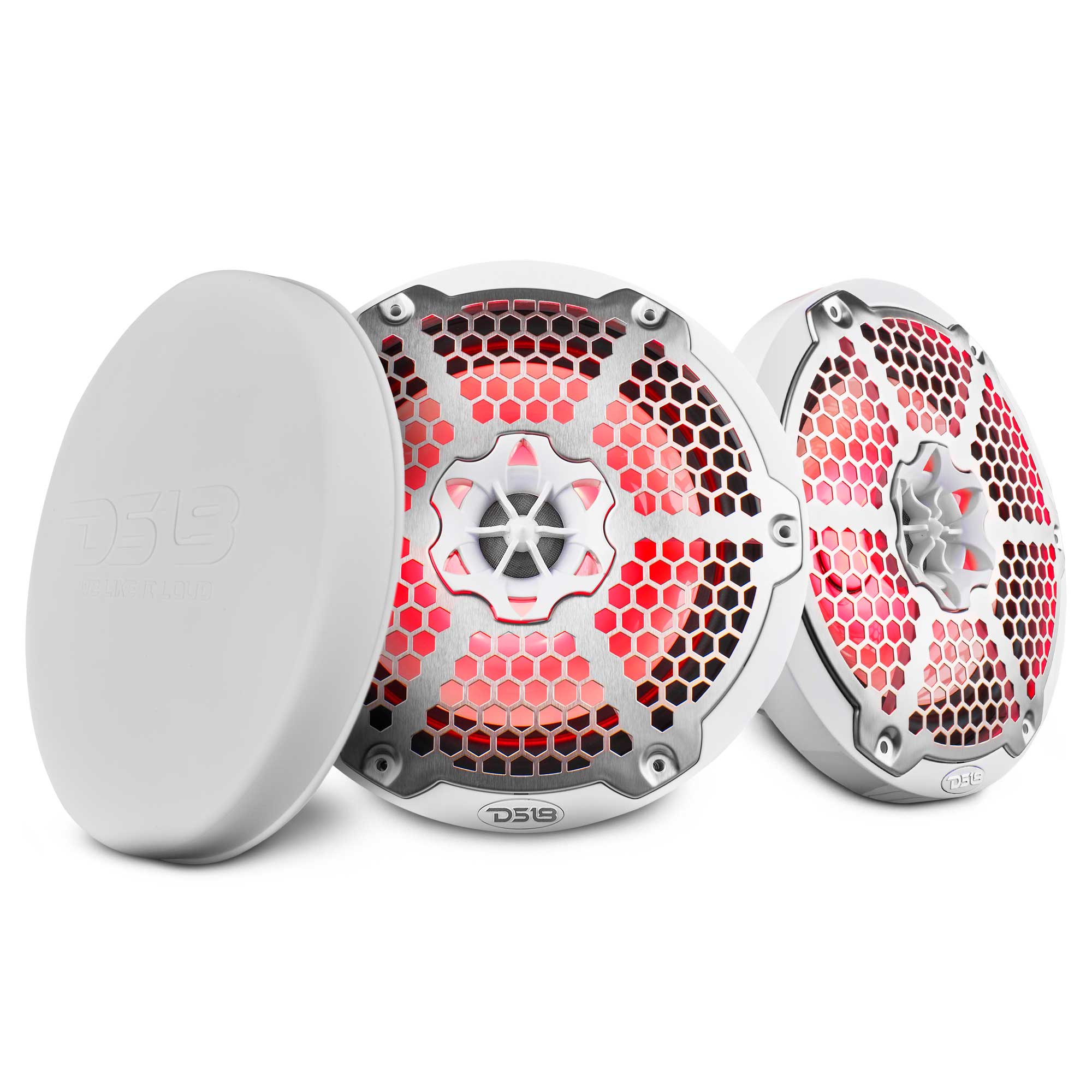 DS18 NXL 8" 2-Way Coaxial Marine Speaker With LED RGB Lights 125 Watts Rms 4-Ohm