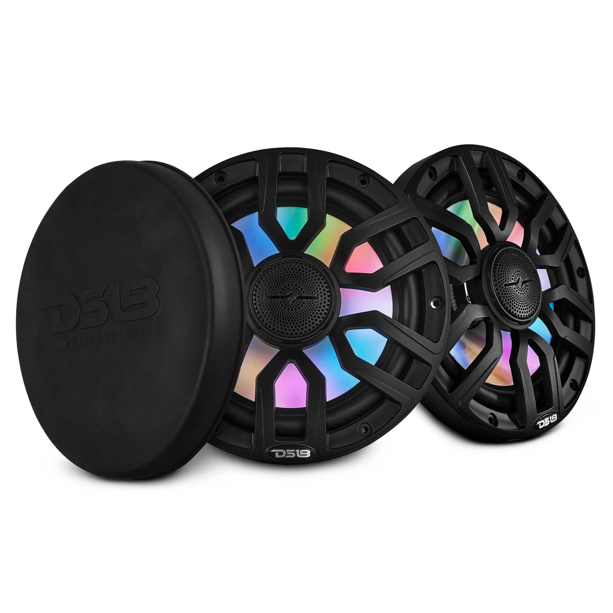 DS18 NXL 8" 2-Way Coaxial Marine Speaker with Bullet Tweeter and Digital Led Lights | 175W RMS 4-Ohm