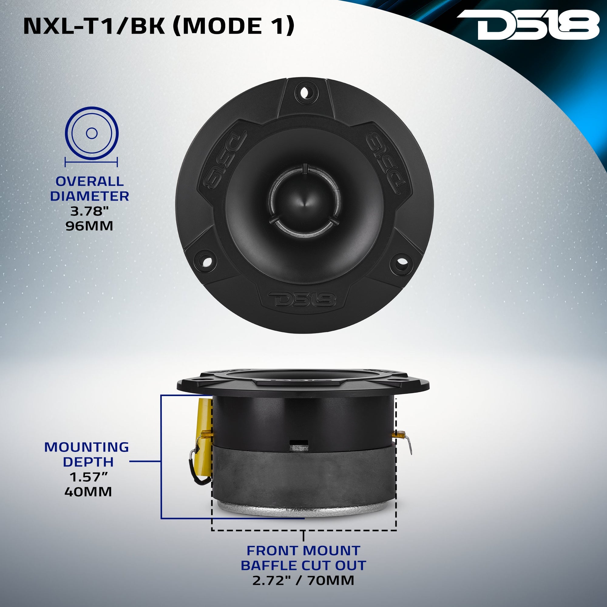 DS18 NXL 3.8” Marine Water-Resistant Super Bullet Tweeter with 1” Aluminum Voice Coil | 120W RMS 4-Ohm