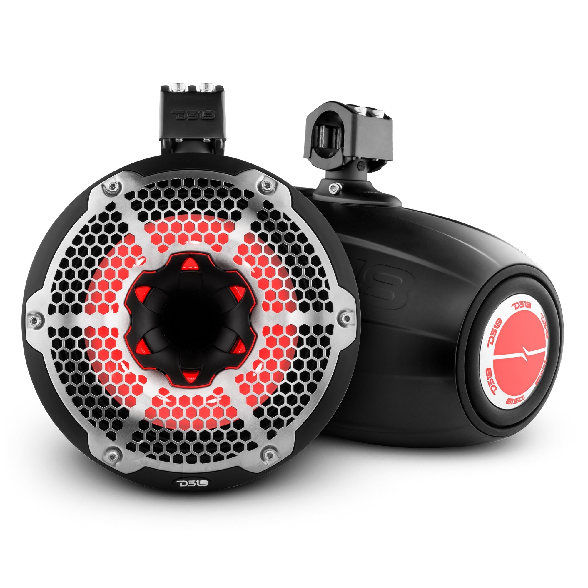 DS18 NXL 10" Neodymium Marine and Powersports Towers with Built-in Passive Radiator, 1" Driver and LED RGB Lights 300 Watts Rms
