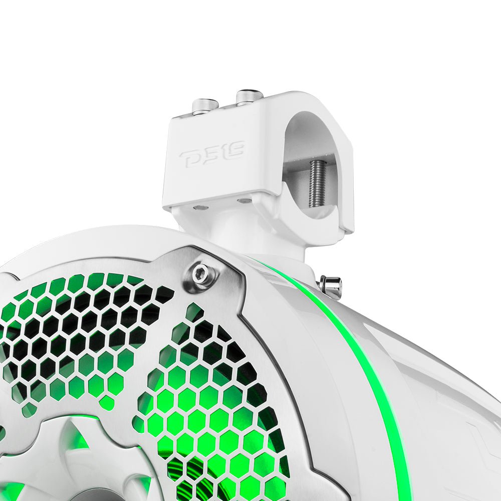 DS18 NXL 10" Neodymium Marine and Powersports Towers with Built-in Passive Radiator, 1" Driver and LED RGB Lights 300 Watts Rms -White