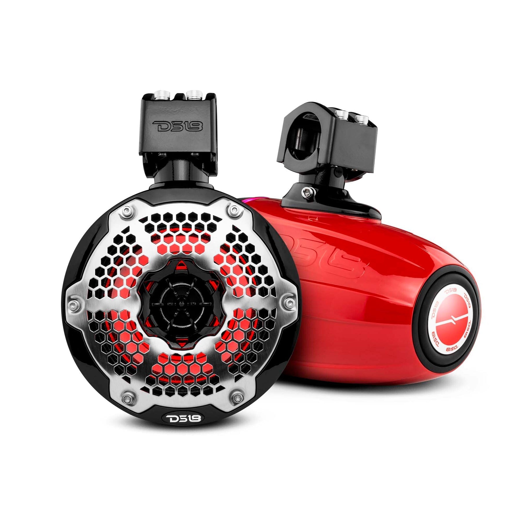 DS18 NXL 6.5" Neodymium Marine and Powersports Towers with Built-in Passive Radiator, 1" Driver and LED RGB Lights 150 Watts Rms