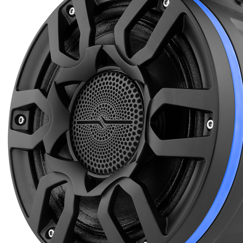 DS18 NXL 8" Compact Wakeboard Tower Speakers with Hybrid Mid-Range, Compression Driver Loudspeaker, RGB LED Lights, 500 Watts, Speaker Cover Included