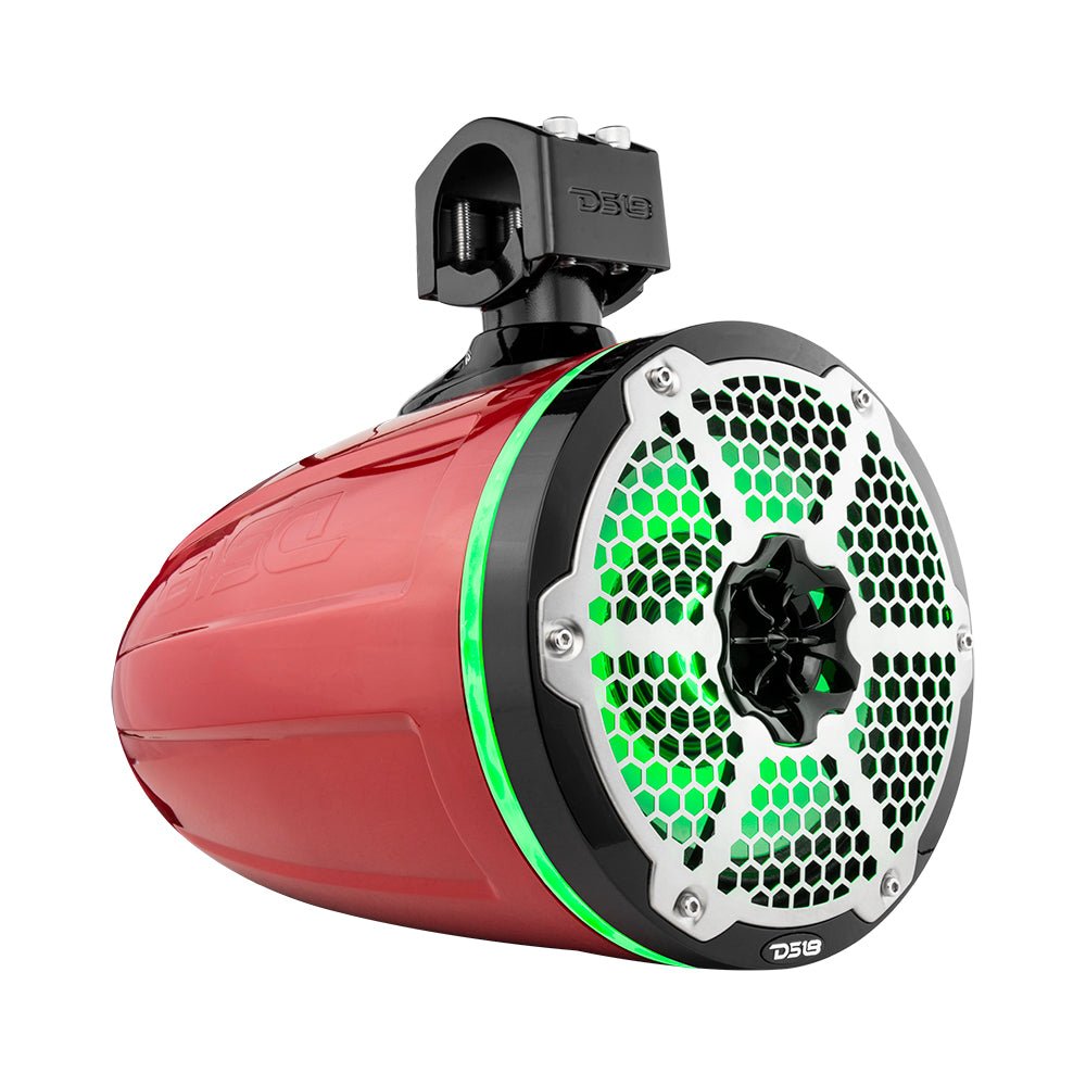 DS18 NXL 8" Neodymium Marine and Powersports Towers with Built-in Passive Radiator, 1" Driver and LED RGB Lights 180 Watts Rms -Red
