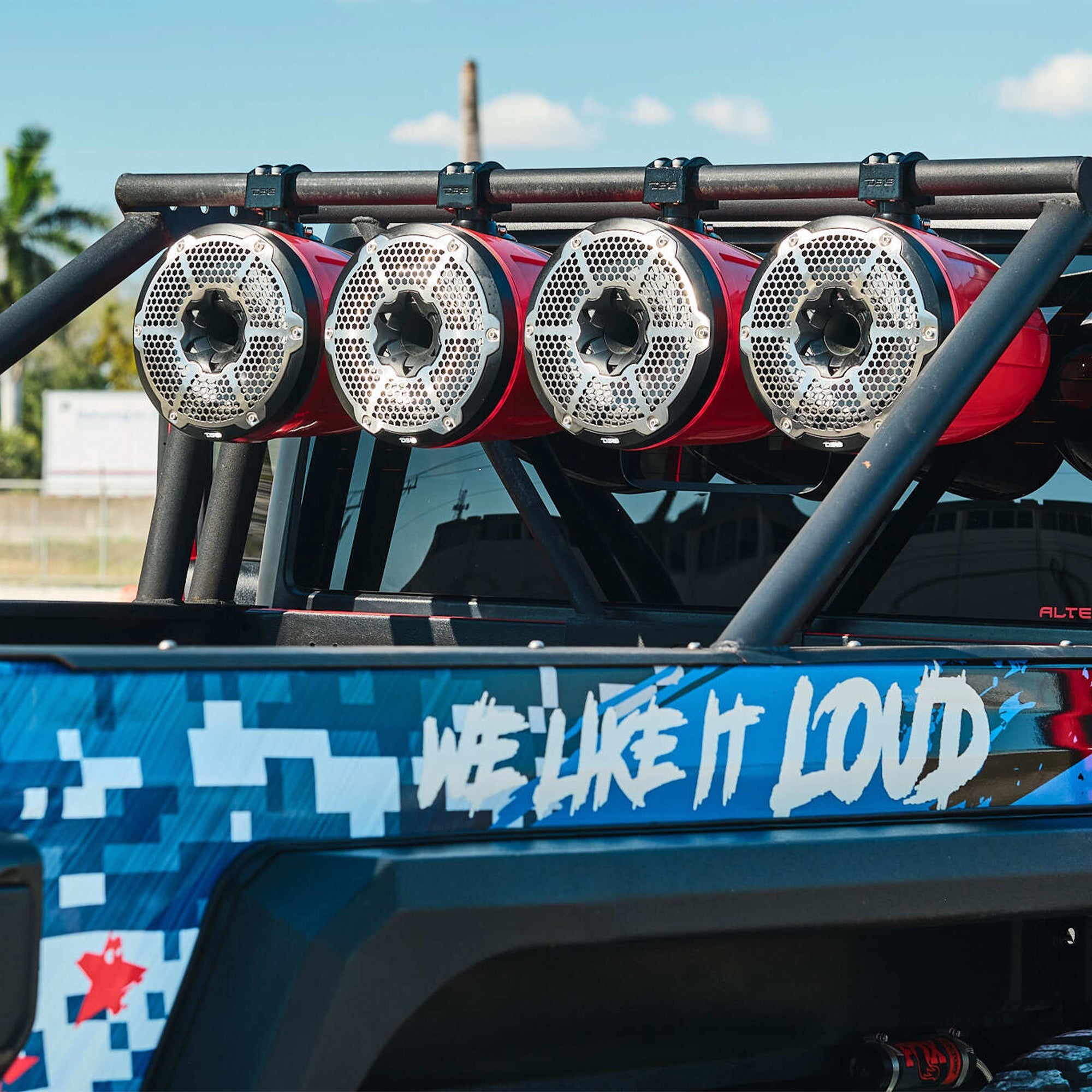 DS18 NXL 8" Neodymium Marine and Powersports Towers with Built-in Passive Radiator, 1" Driver and LED RGB Lights 180 Watts Rms
