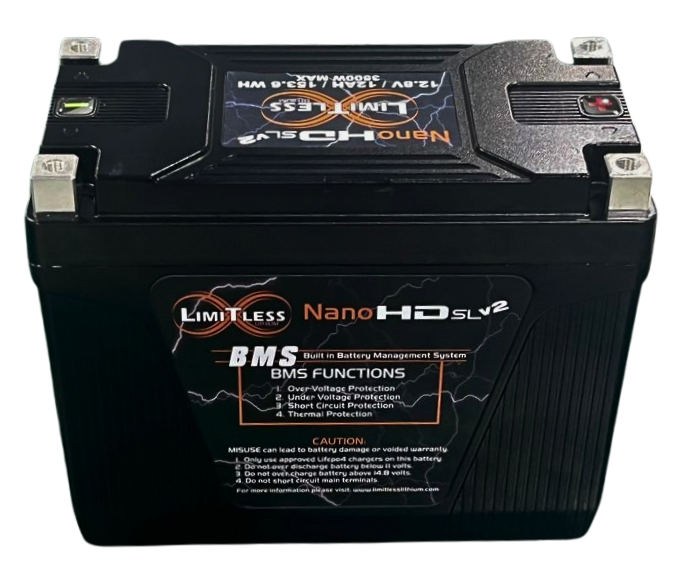 Limitless Lithium Nano-HD SLv2 12Ah LiFePO4 Powersports Battery BCI 20