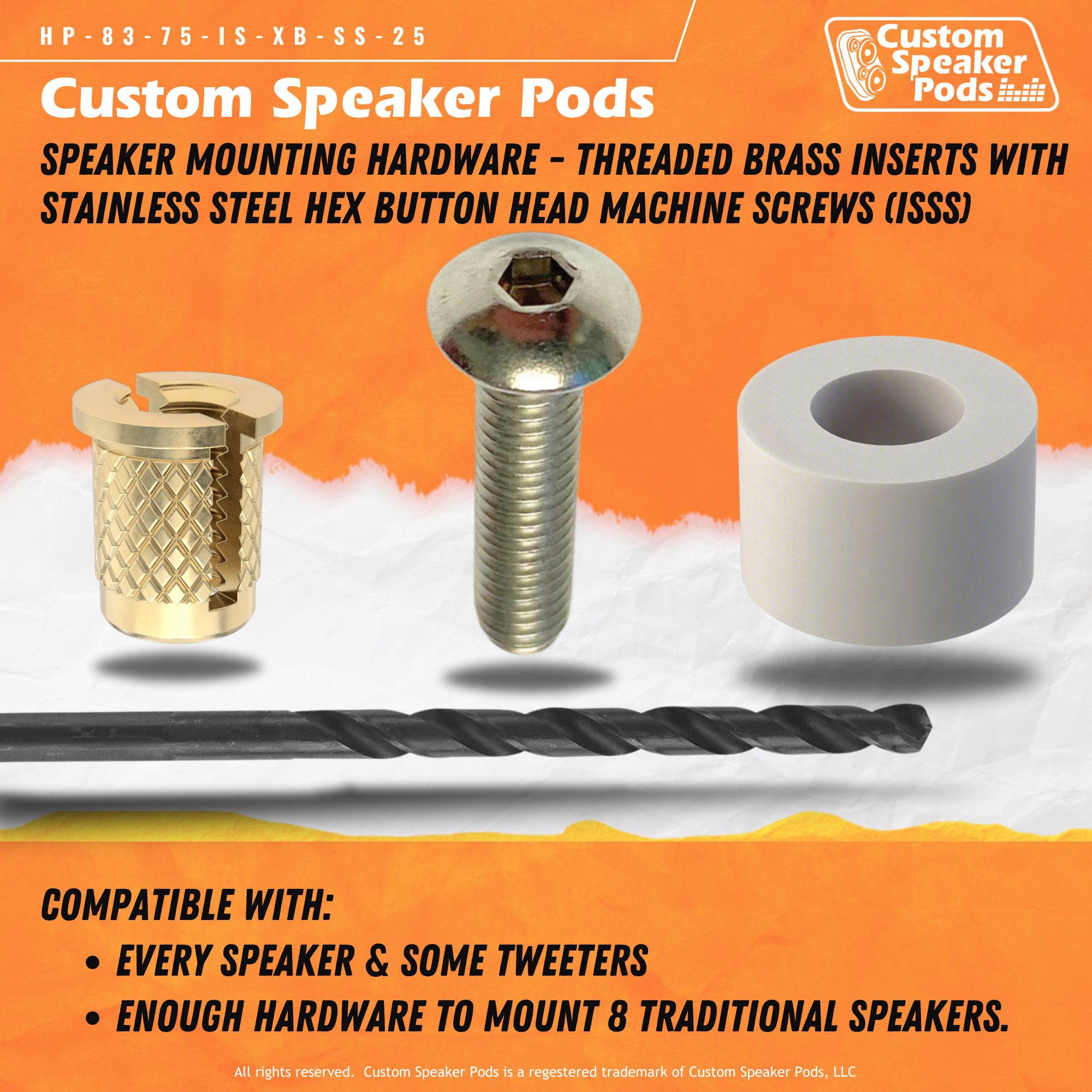 Custom Speaker Pods HP-83-75-IS-XB-SS-25 Speaker Pod Hardware Speaker Pod Hardware