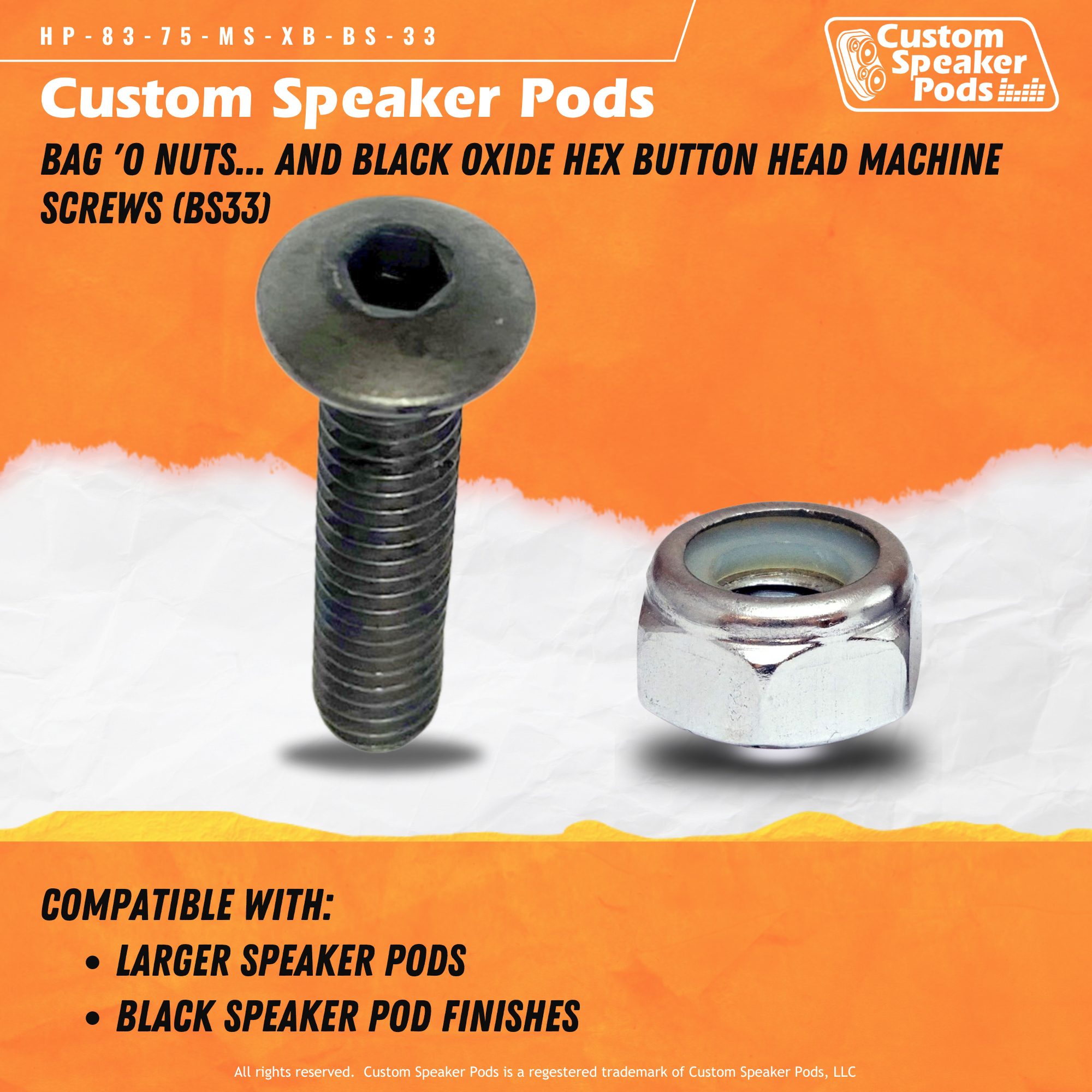 Custom Speaker Pods HP-83-75-MS-XB-BS-33 Speaker Pod Hardware Speaker Pod Hardware