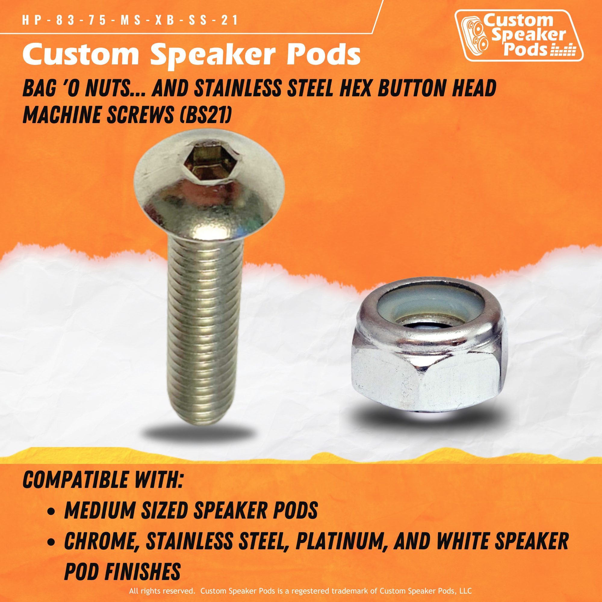 Custom Speaker Pods HP-83-75-MS-XB-SS-21 Speaker Pod Hardware Speaker Pod Hardware