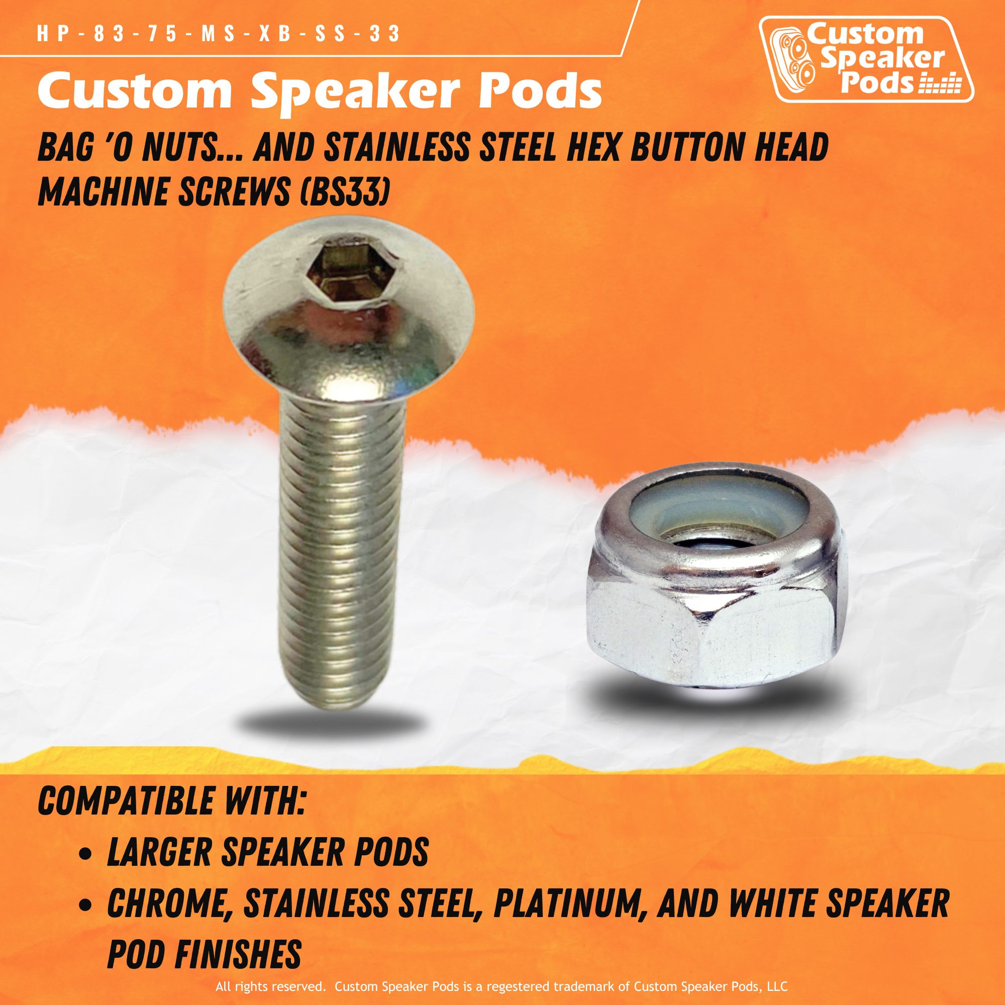 Custom Speaker Pods HP-83-75-MS-XB-SS-33 Speaker Pod Hardware Speaker Pod Hardware