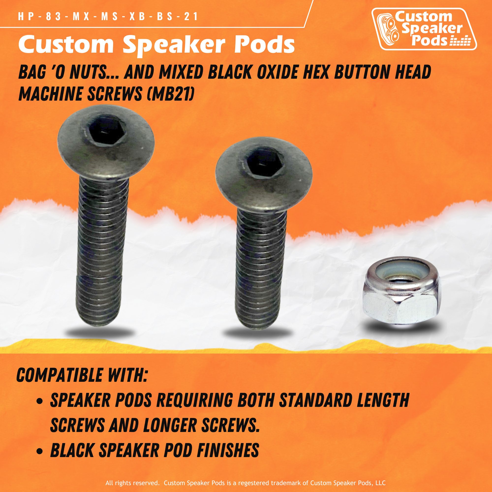 Custom Speaker Pods HP-83-MX-MS-XB-BS-21 Speaker Pod Hardware Speaker Pod Hardware