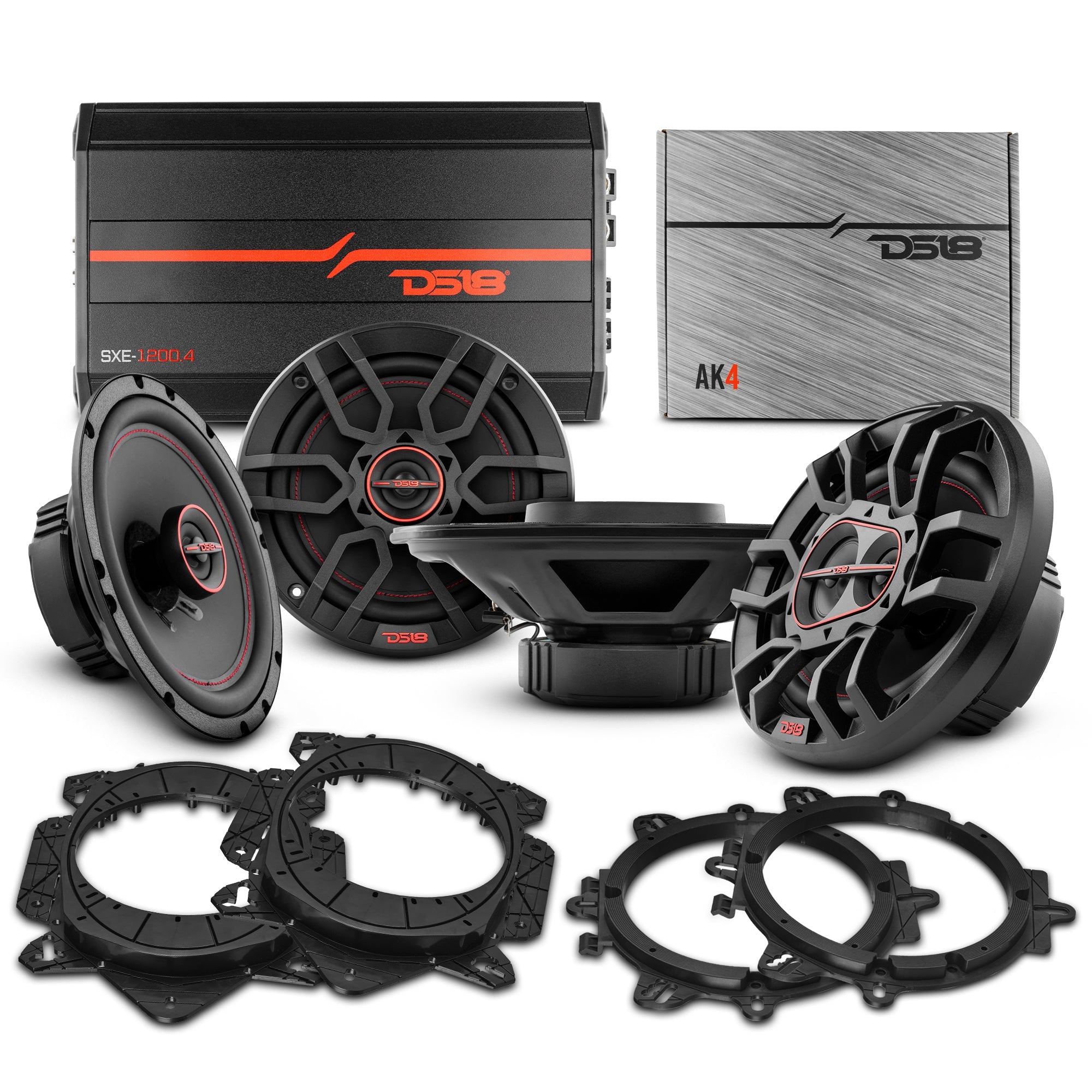 DS18 Full-Range 6.5” & 6x9” Coaxial Speaker Kit - With OEM Speaker Adapters, Amplifier & Wiring Kit