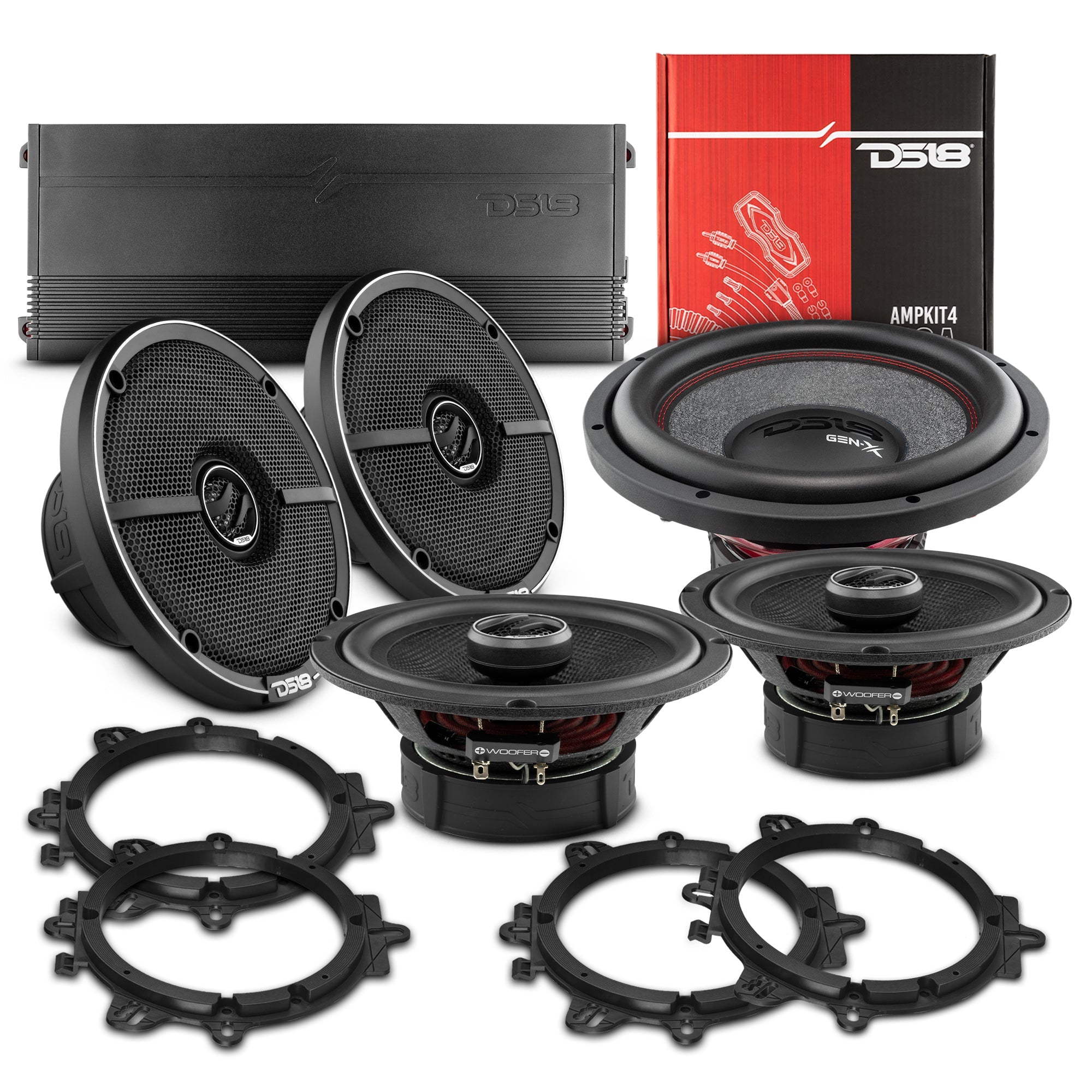 DS18 All-in-One Car Audio System (6.5" Speakers, 12" Sub, & Amp)