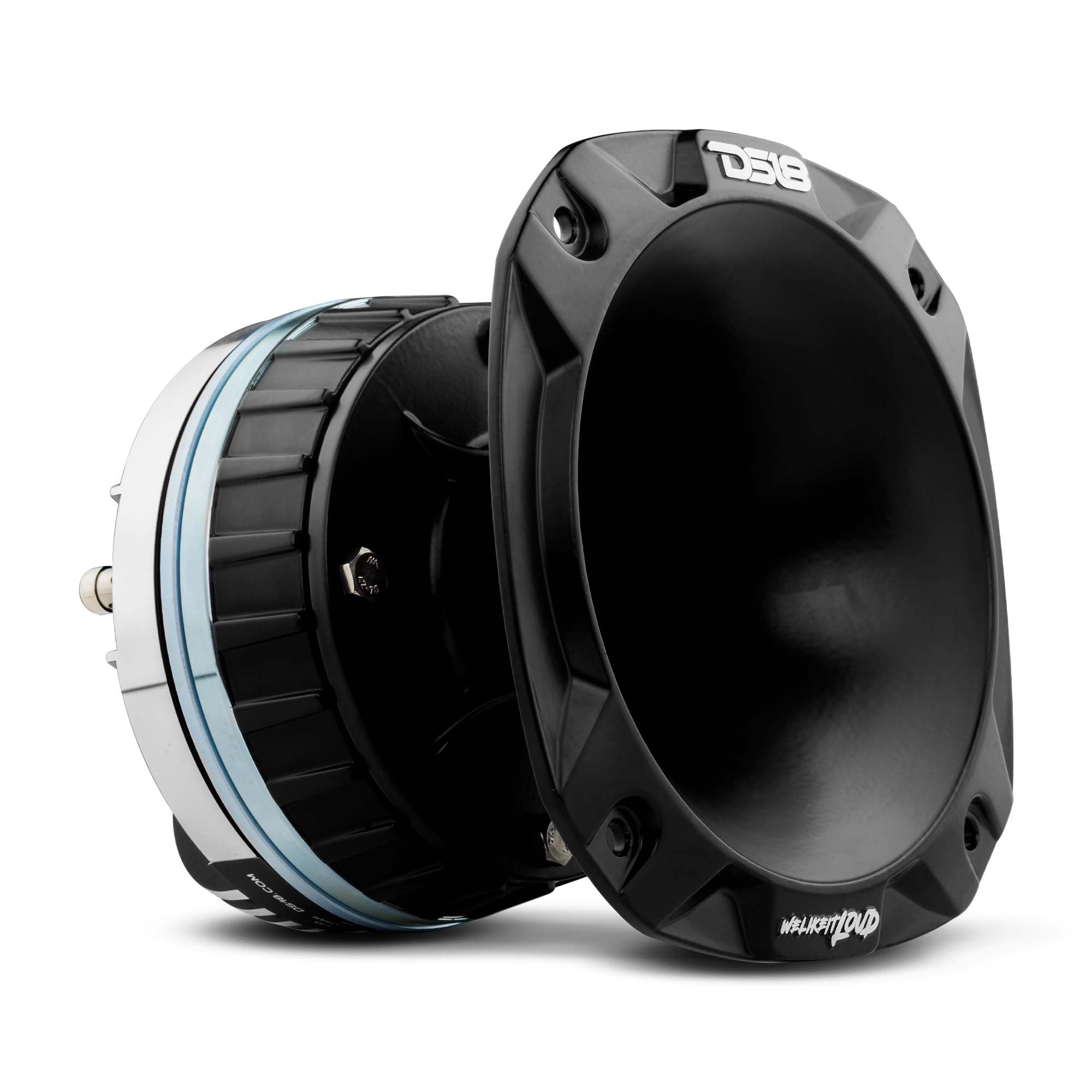 DS18 2" Bolt On Throat Neodymium Driver with Spacer, 2" Throat Phenolic VC 680 Watts and PRO-HA52/BK Horn 680 Watts 117dB 8 Ohm Mounting Depth 5.22" Throat