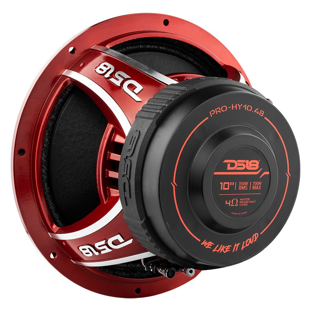 DS18 PRO 10" Water Resistant Hybrid Mid-Range Loudspeaker with Built-in Driver 350 Watts Rms 4-Ohm