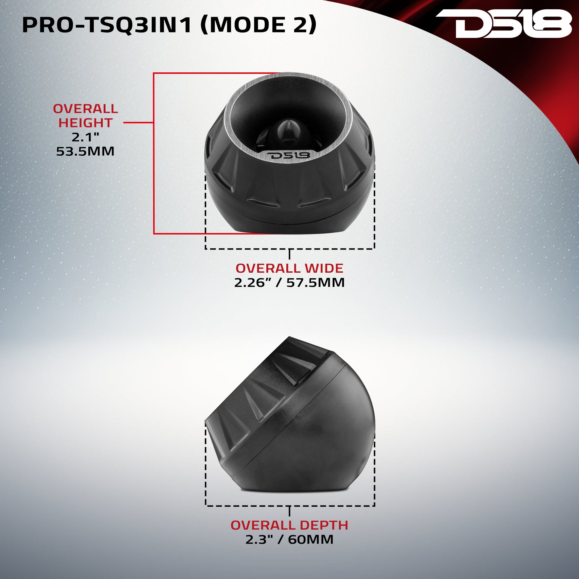 DS18 3" Surface/Flush/Angle High Compression Neodymium Super Bullet Tweeter 100 Watts 1" Aluminum 4-Ohm Vc