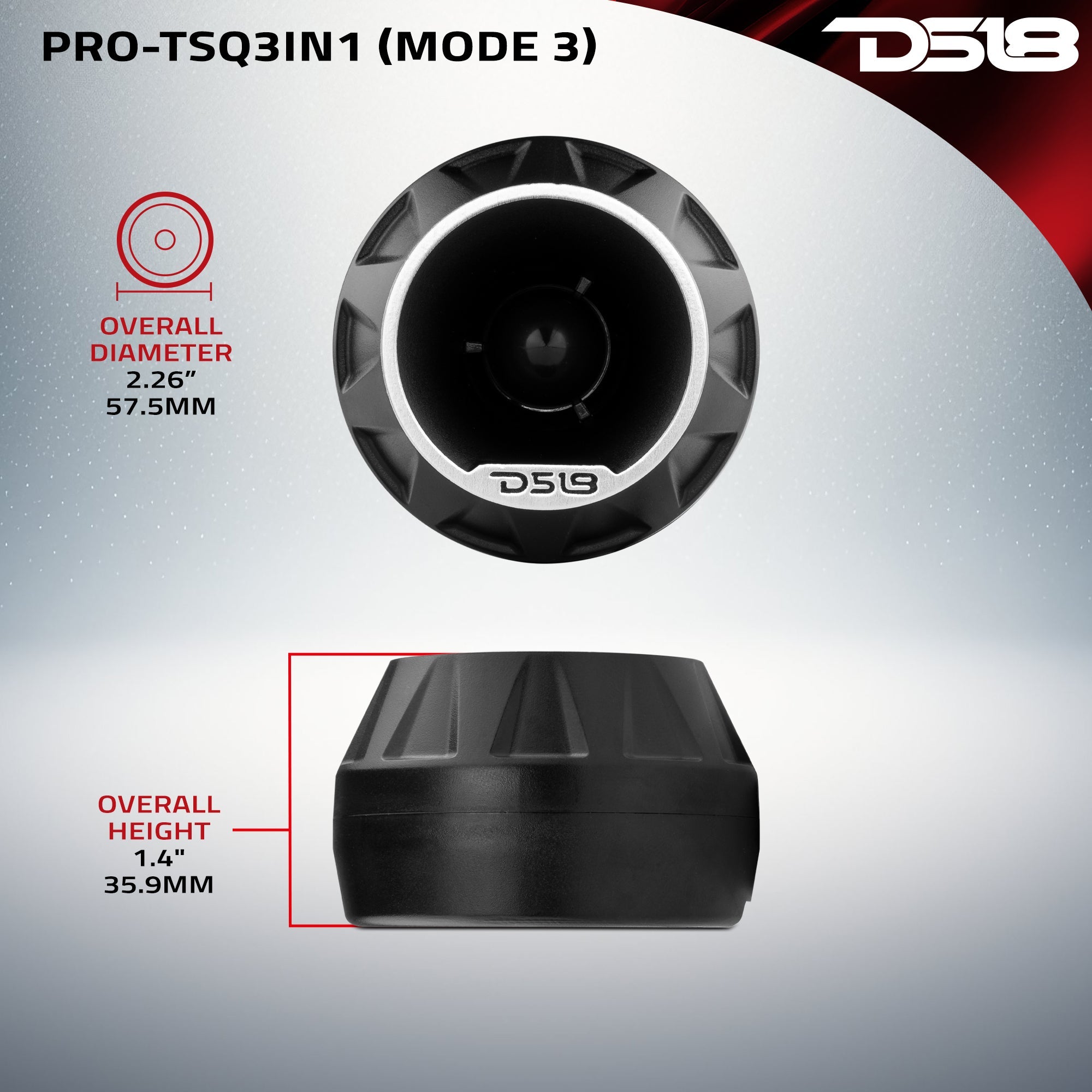 DS18 3" Surface/Flush/Angle High Compression Neodymium Super Bullet Tweeter 100 Watts 1" Aluminum 4-Ohm Vc