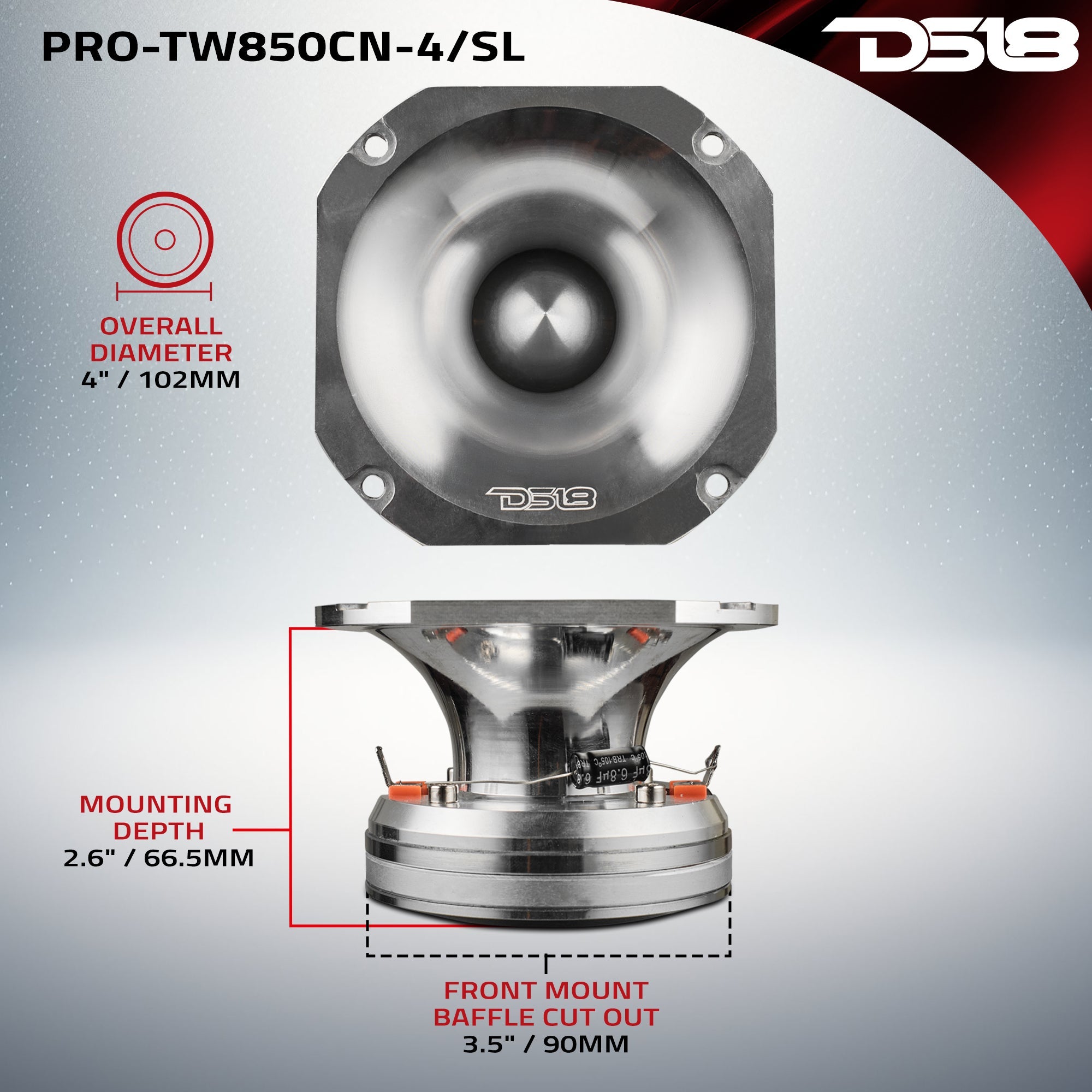 DS18 4" High Compression Tweeter | Neodymium Magnet | 4-Ohm