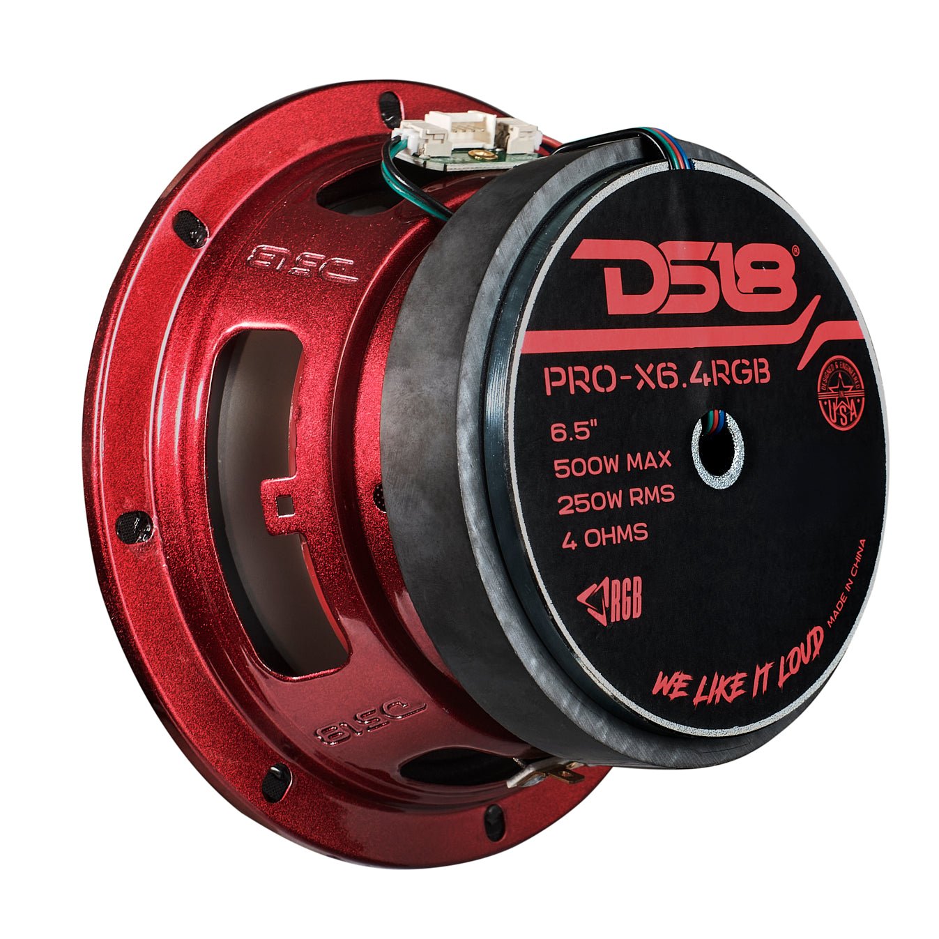 DS18 6.5" Mid-Range Loudspeaker with Dual RGB LED For Cone & Dust Cap 250 Watts 4-Ohm